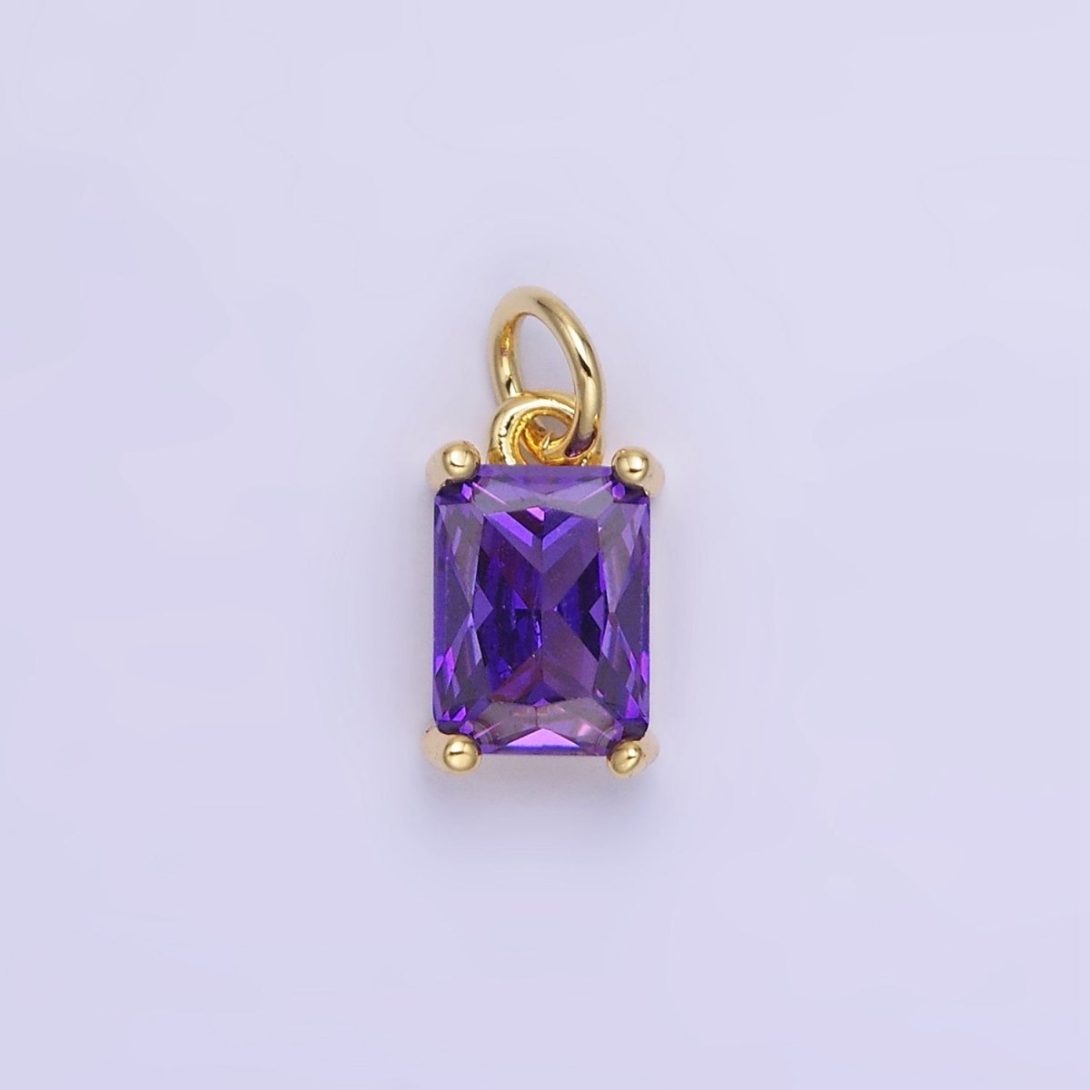 14K Gold Filled Baguette CZ Birthstone Add-On Charm in Gold & Silver | W729 - W744