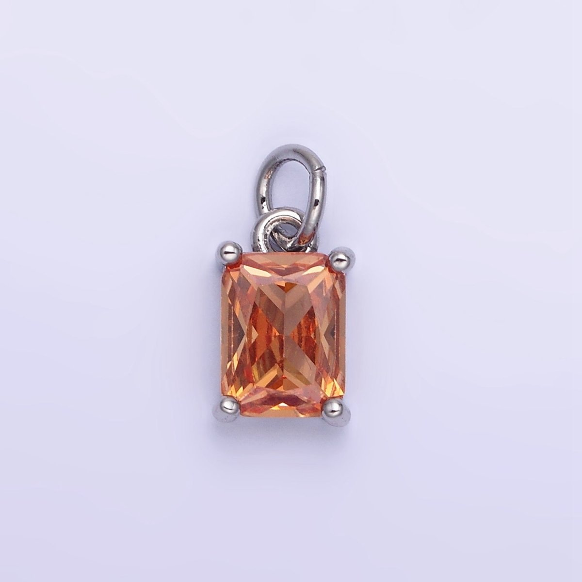 14K Gold Filled Baguette CZ Birthstone Add-On Charm in Gold & Silver | W729 - W744