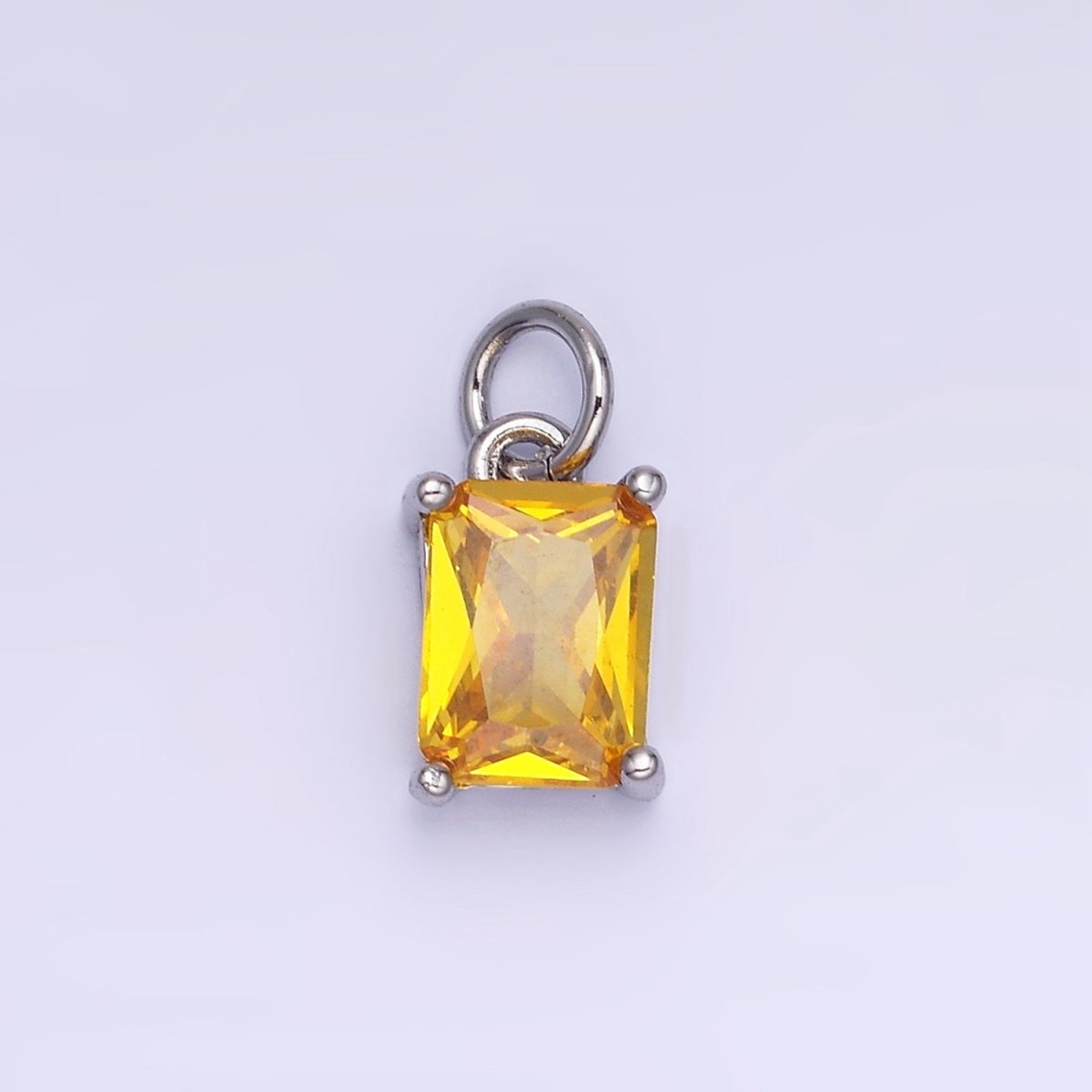 14K Gold Filled Baguette CZ Birthstone Add-On Charm in Gold & Silver | W729 - W744