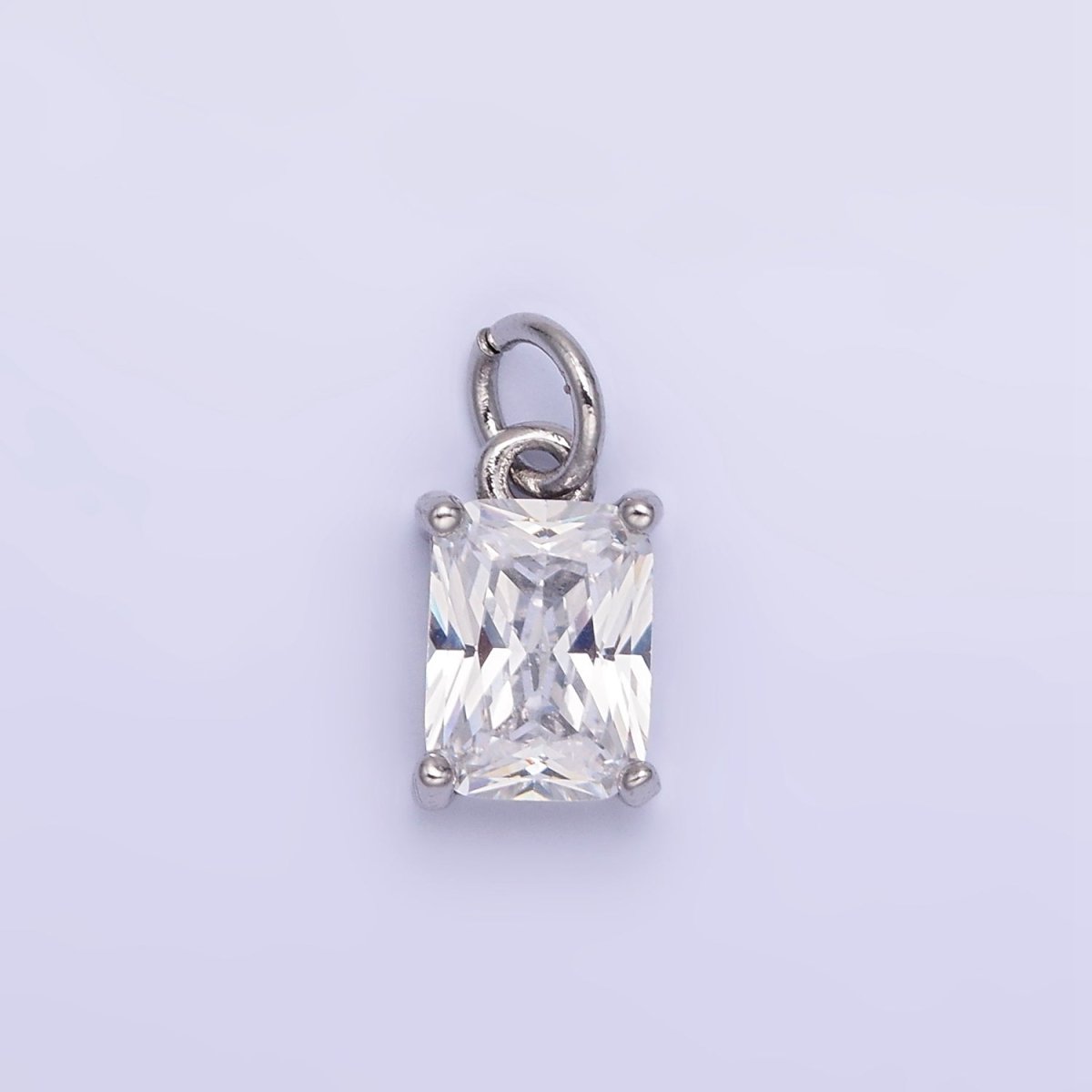 14K Gold Filled Baguette CZ Birthstone Add-On Charm in Gold & Silver | W729 - W744