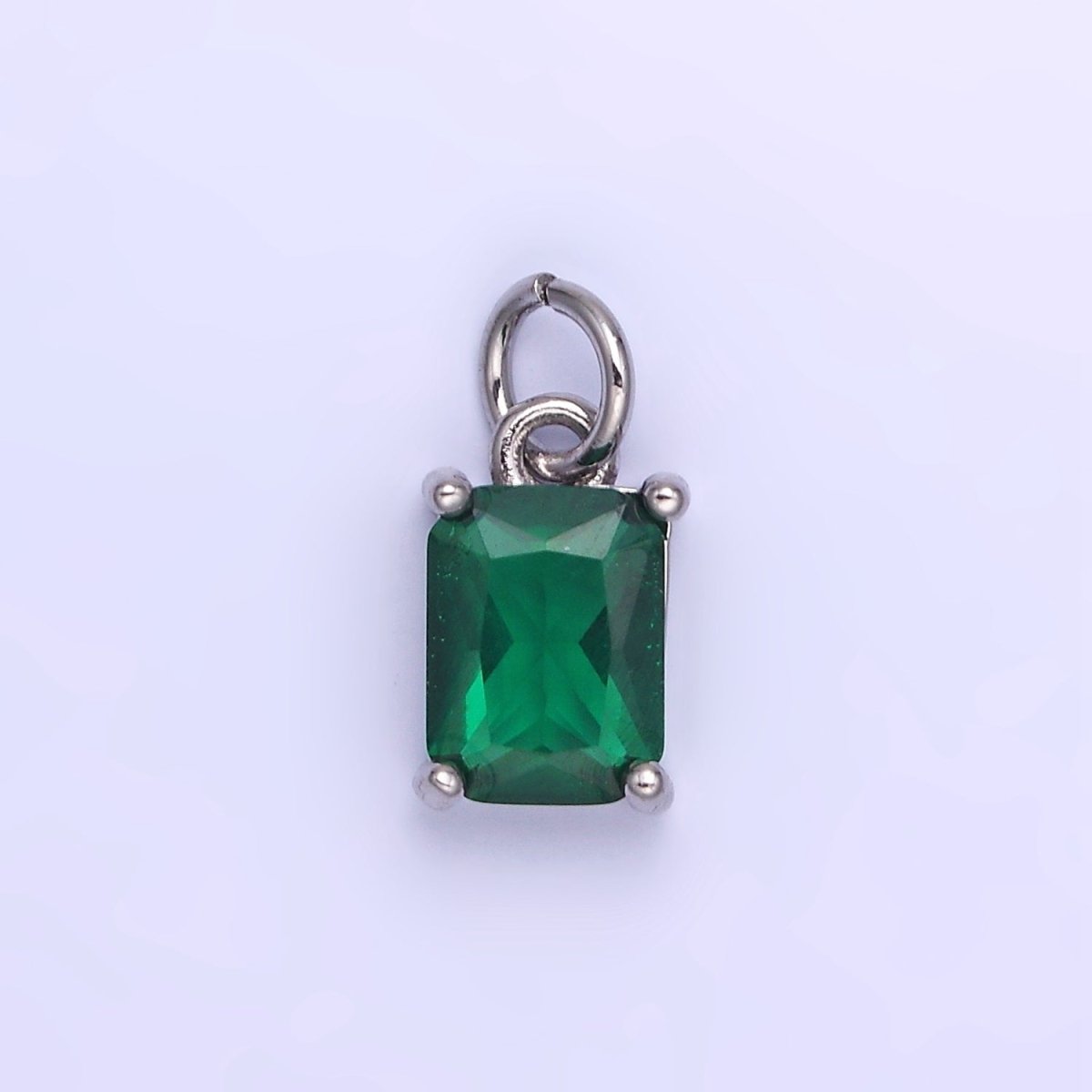 14K Gold Filled Baguette CZ Birthstone Add-On Charm in Gold & Silver | W729 - W744