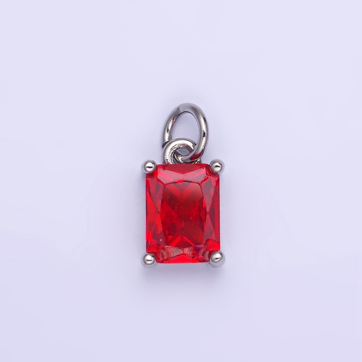 14K Gold Filled Baguette CZ Birthstone Add-On Charm in Gold & Silver | W729 - W744