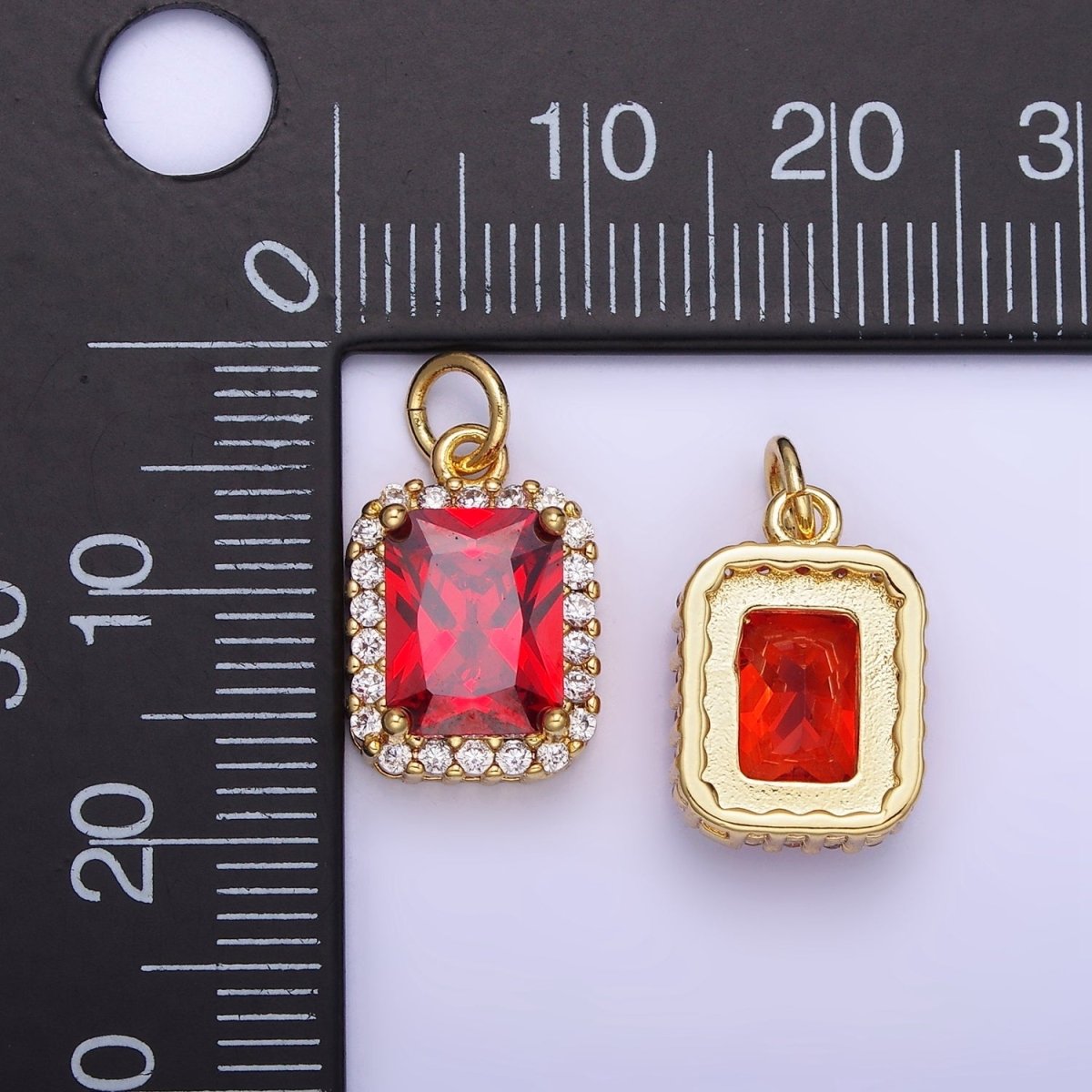 14K Gold Filled Baguette CZ Micro Paved Charm | AG756 - AG767