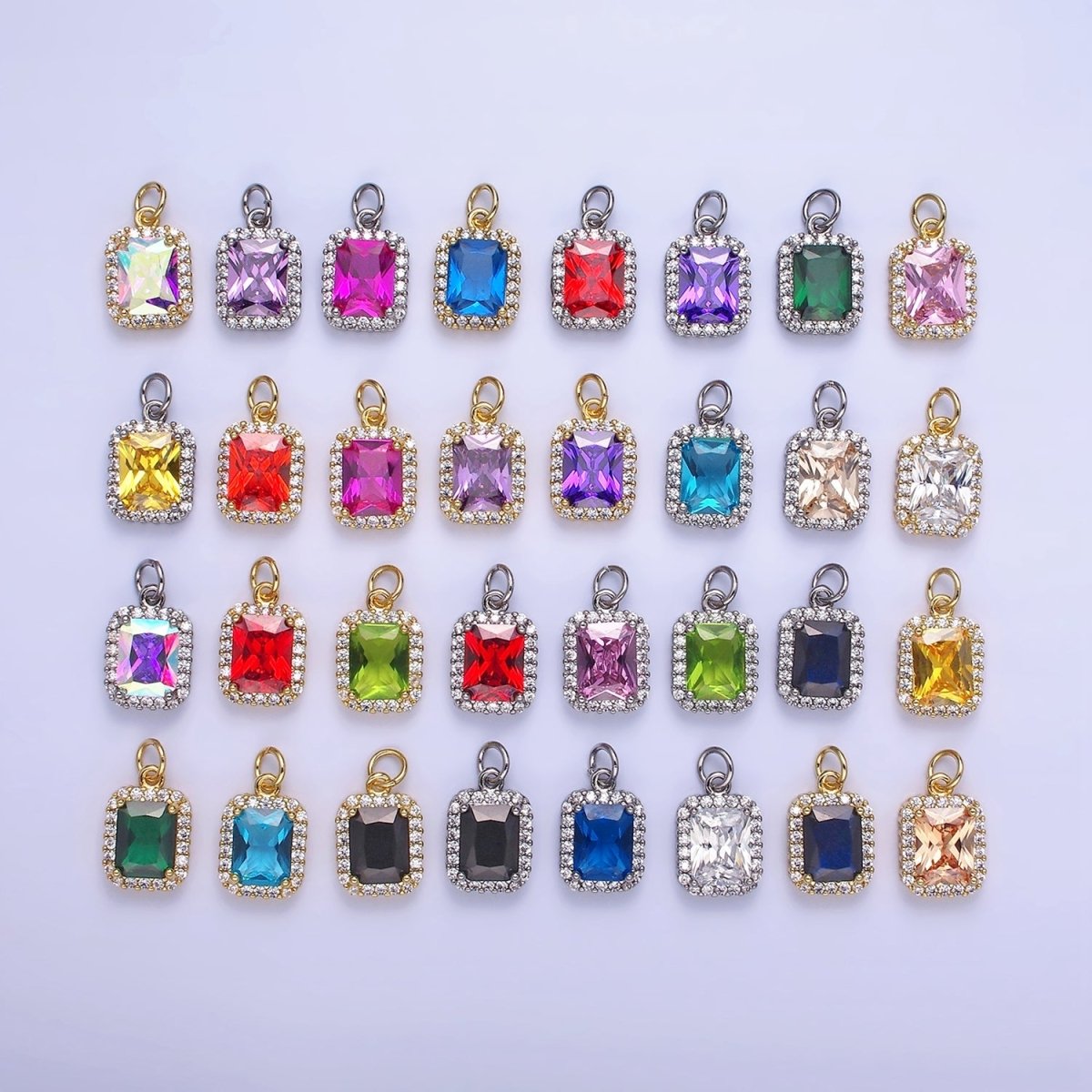 14K Gold Filled Baguette CZ Micro Paved Charm | AG756 - AG767