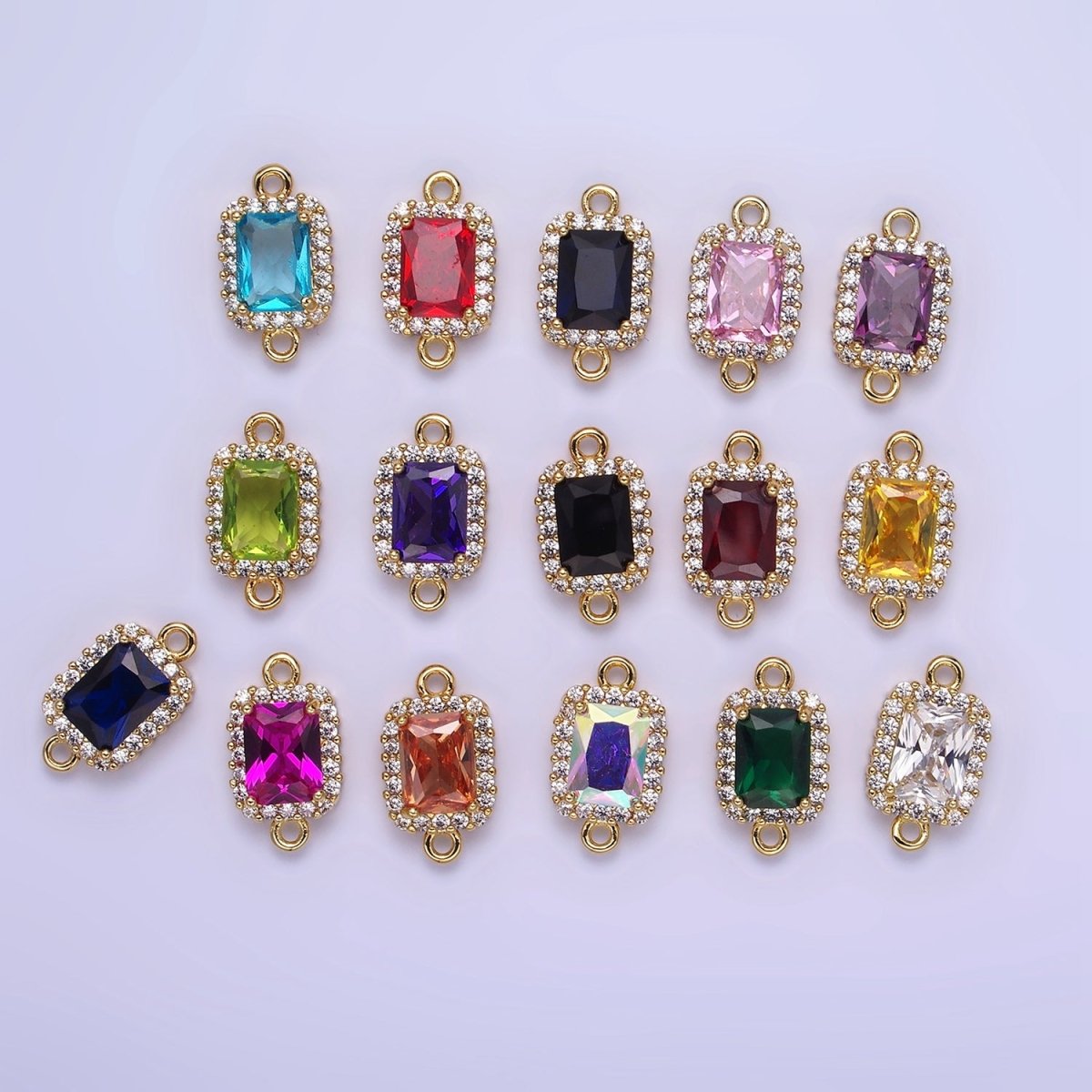 14K Gold Filled Baguette CZ Micro Paved Connector | G383 - G390