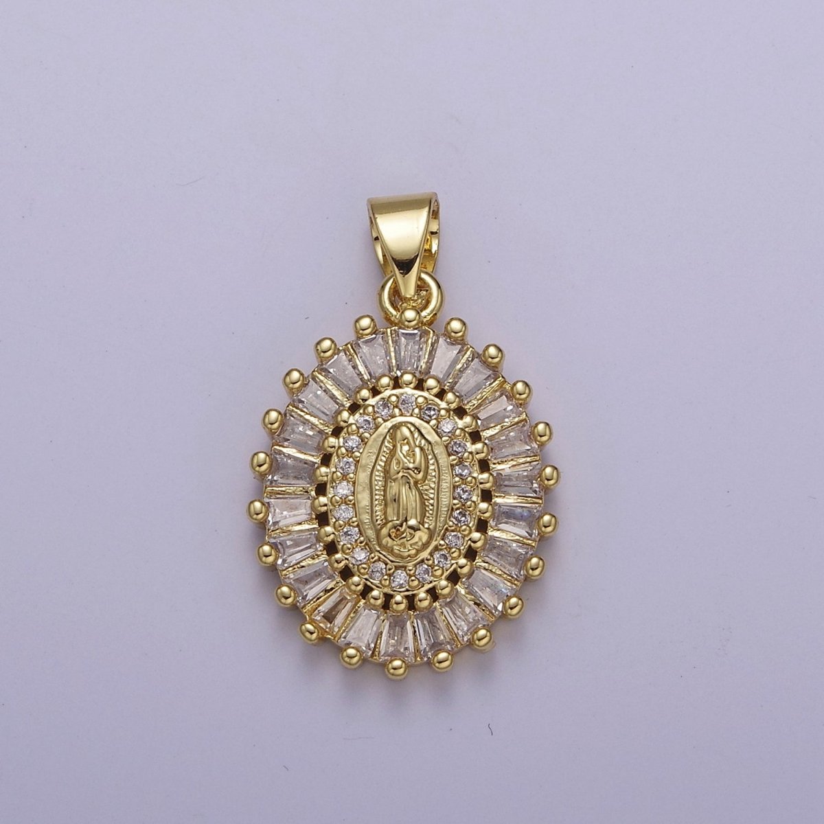14K Gold Filled Baguette Lady Guadalupe Charm Virgin Mary Pendant Micro Pave Religious Catholic Jewelry J-498 J-499 J-501