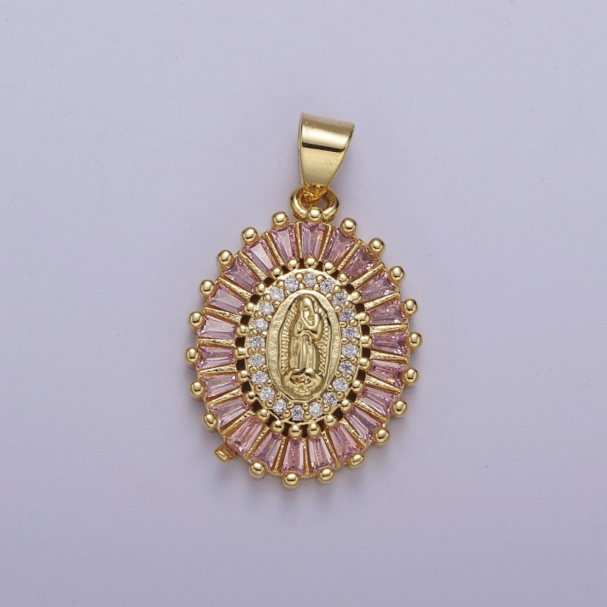 14K Gold Filled Baguette Lady Guadalupe Charm Virgin Mary Pendant Micro Pave Religious Catholic Jewelry J-498 J-499 J-501