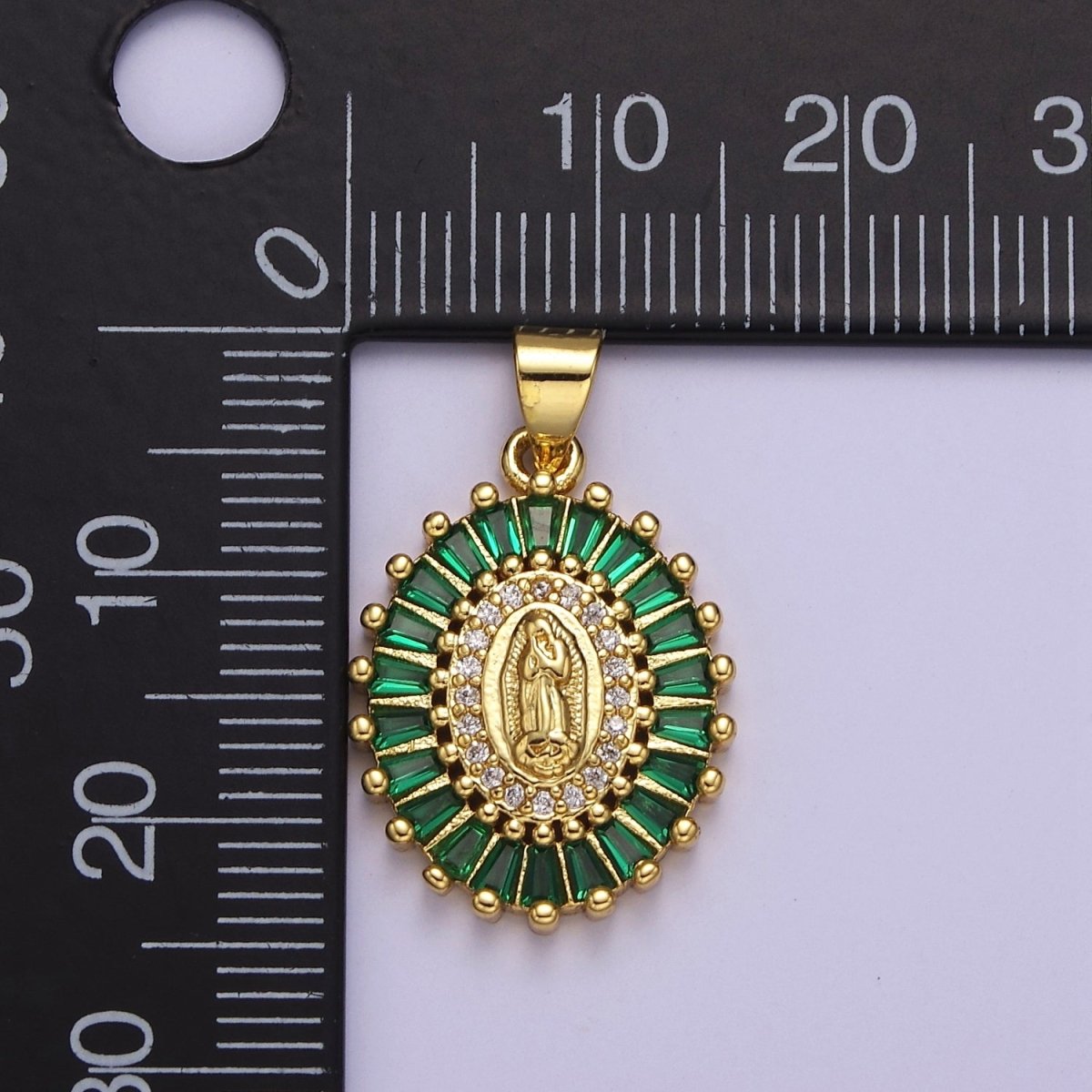 14K Gold Filled Baguette Lady Guadalupe Charm Virgin Mary Pendant Micro Pave Religious Catholic Jewelry J-498 J-499 J-501