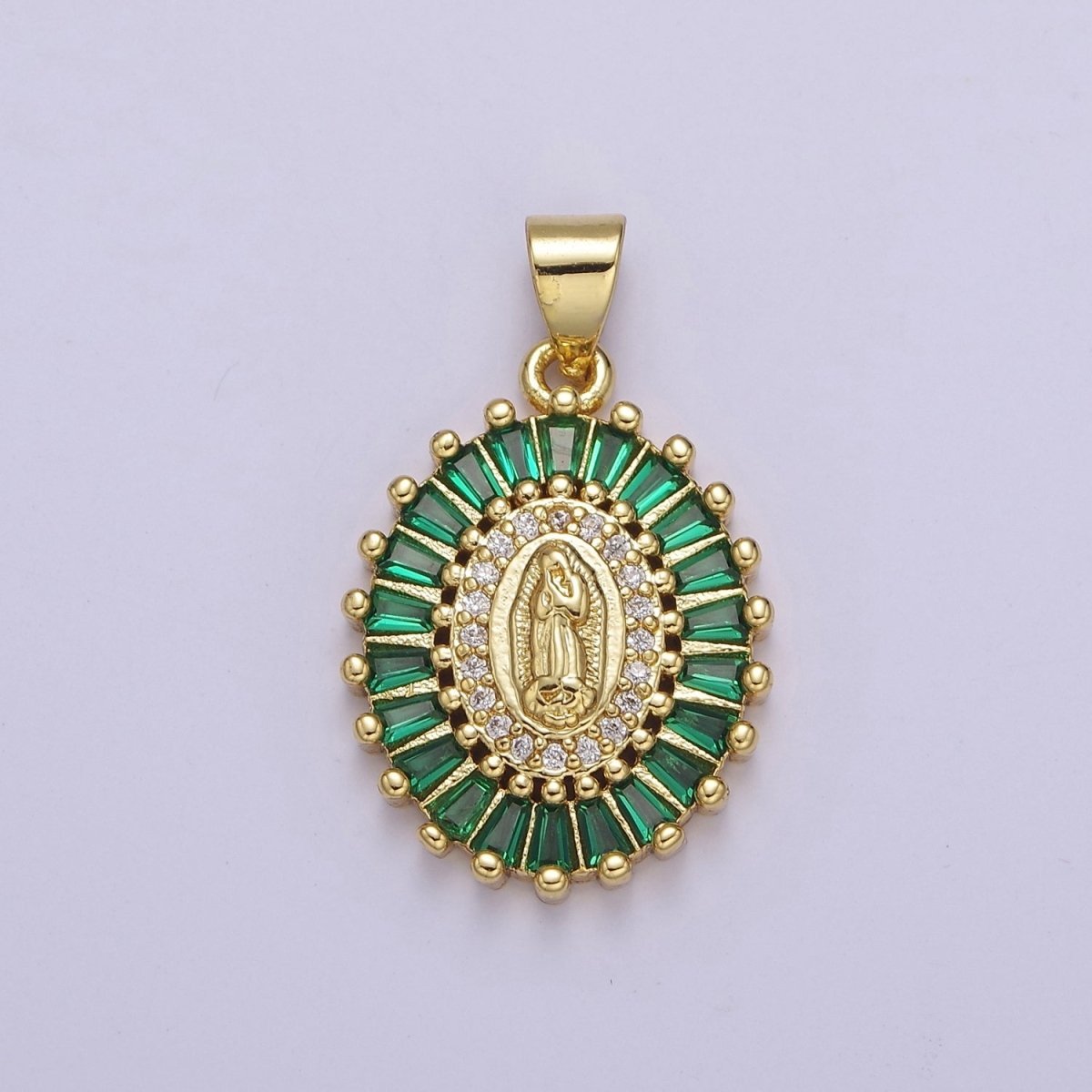 14K Gold Filled Baguette Lady Guadalupe Charm Virgin Mary Pendant Micro Pave Religious Catholic Jewelry J-498 J-499 J-501