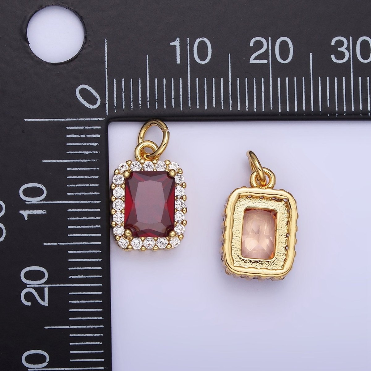 14K Gold Filled Baguette Micro Paved CZ Charm in Gold & Silver | AG768 - AG774