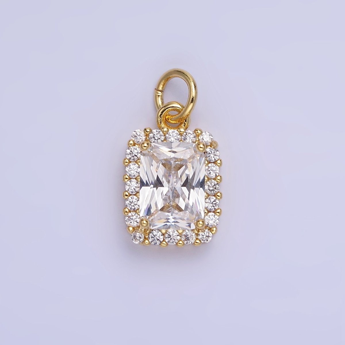 14K Gold Filled Baguette Micro Paved CZ Charm in Gold & Silver | AG768 - AG774