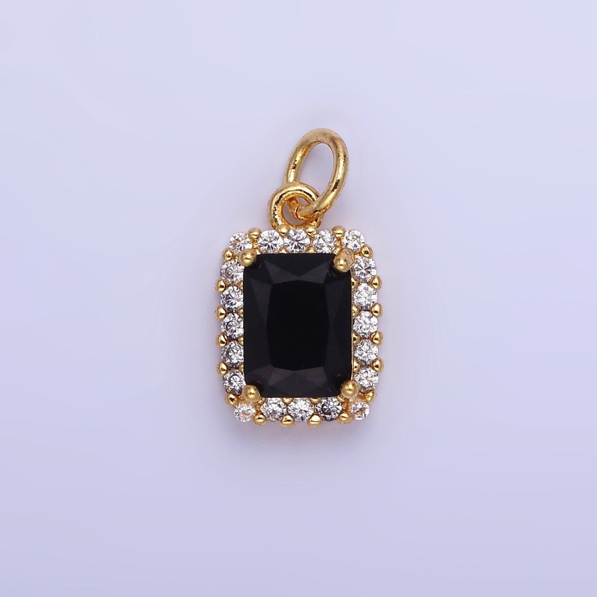 14K Gold Filled Baguette Micro Paved CZ Charm in Gold & Silver | W675 - W682 - DLUXCA