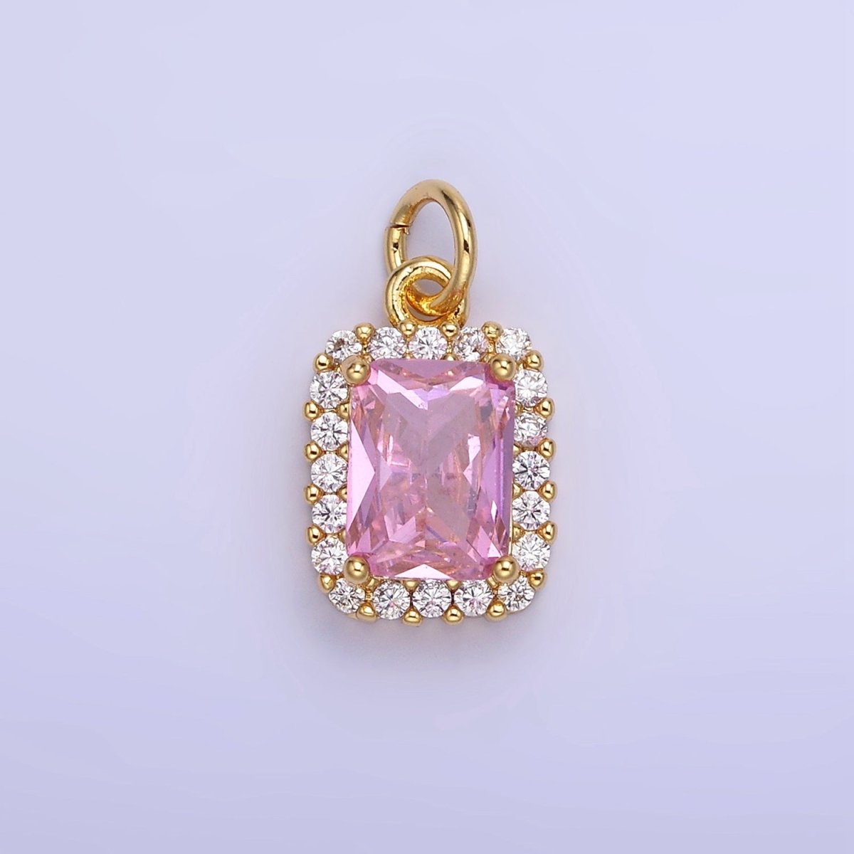 14K Gold Filled Baguette Micro Paved CZ Charm in Gold & Silver | W675 - W682 - DLUXCA