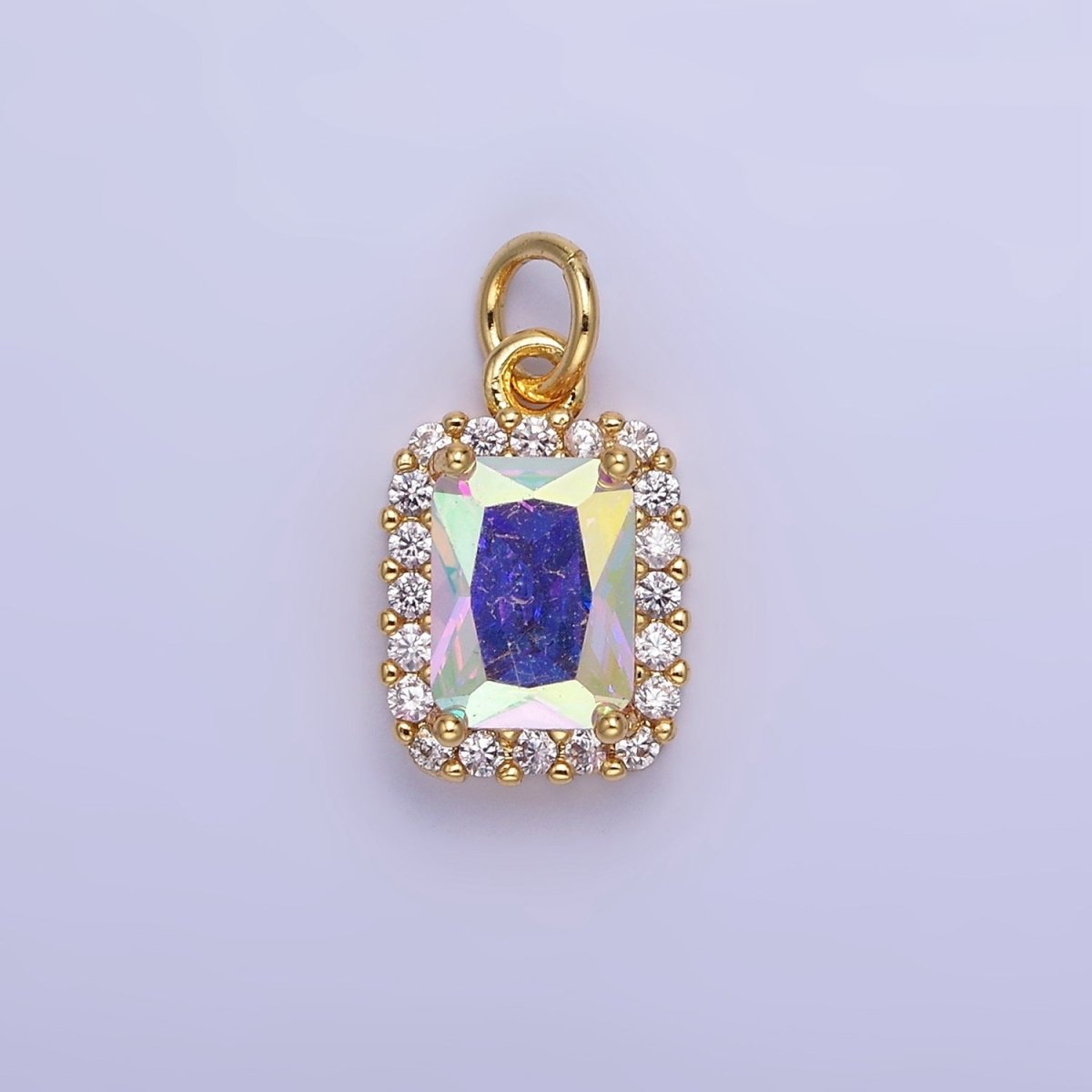 14K Gold Filled Baguette Micro Paved CZ Charm in Gold & Silver | W675 - W682 - DLUXCA