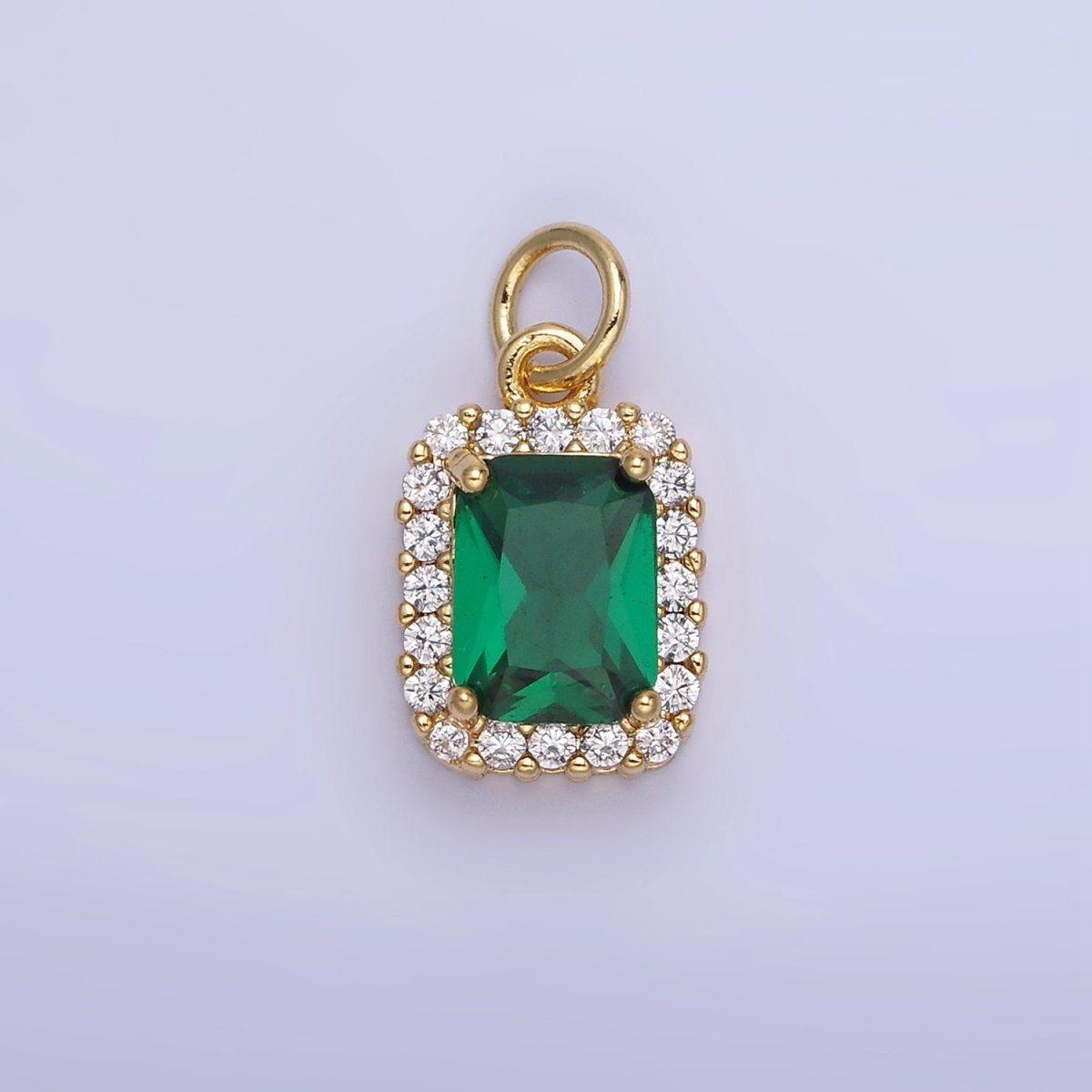 14K Gold Filled Baguette Micro Paved CZ Charm in Gold & Silver | W675 - W682 - DLUXCA