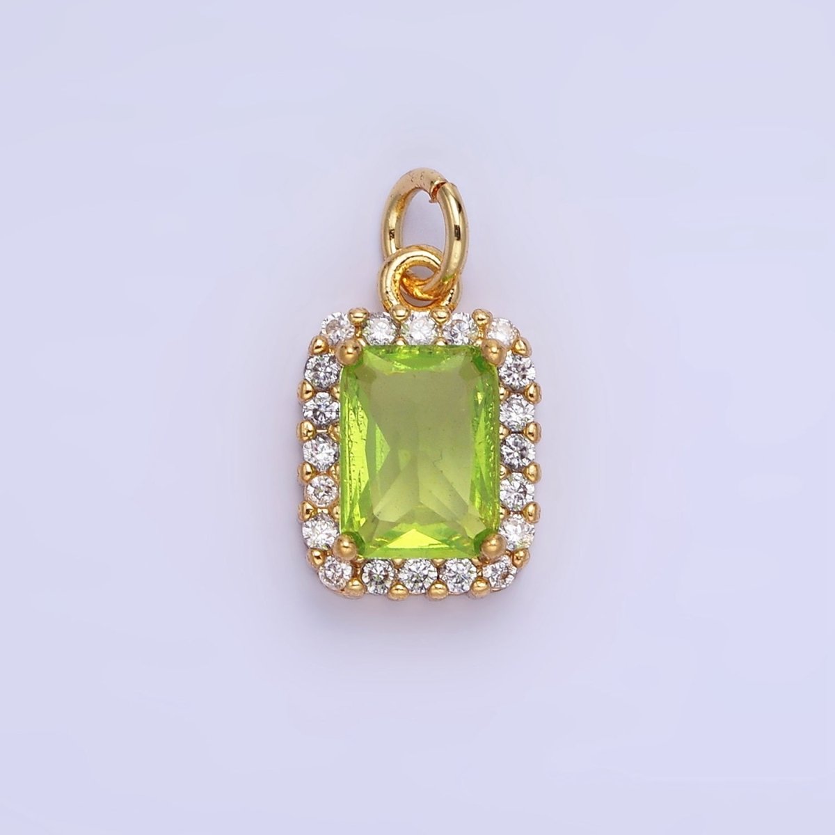 14K Gold Filled Baguette Micro Paved CZ Charm in Gold & Silver | W675 - W682 - DLUXCA