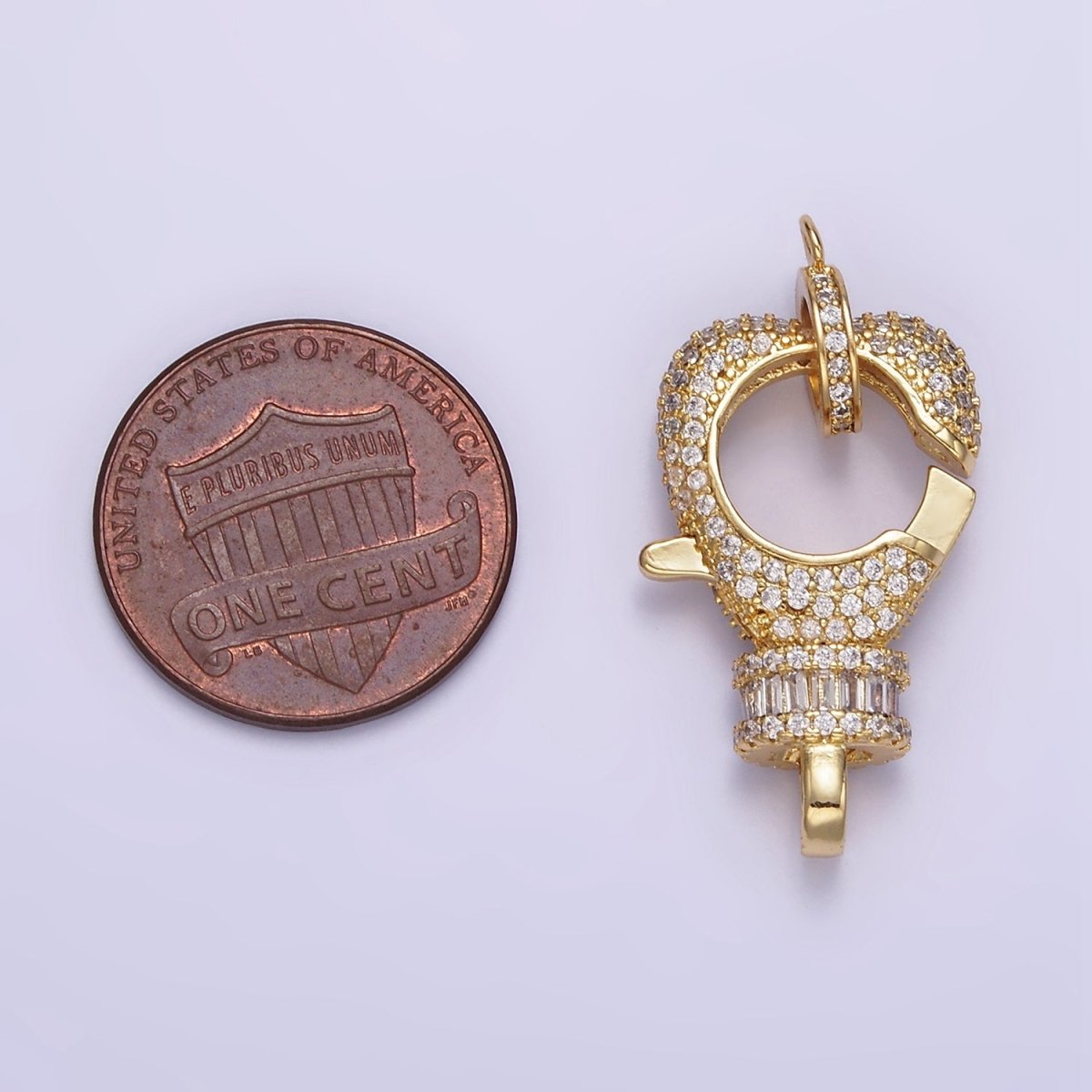 14K Gold Filled Baguette Micro Paved CZ Lobster Clasps Closure Findings Set in Silver & Gold | Z816 Z815