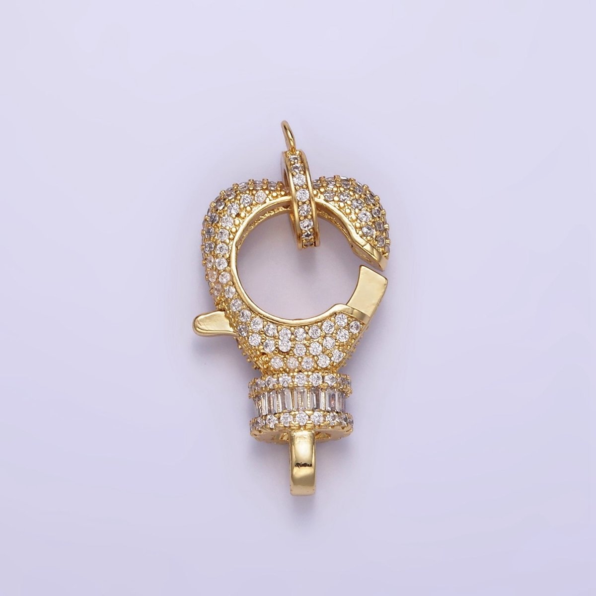 14K Gold Filled Baguette Micro Paved CZ Lobster Clasps Closure Findings Set in Silver & Gold | Z816 Z815