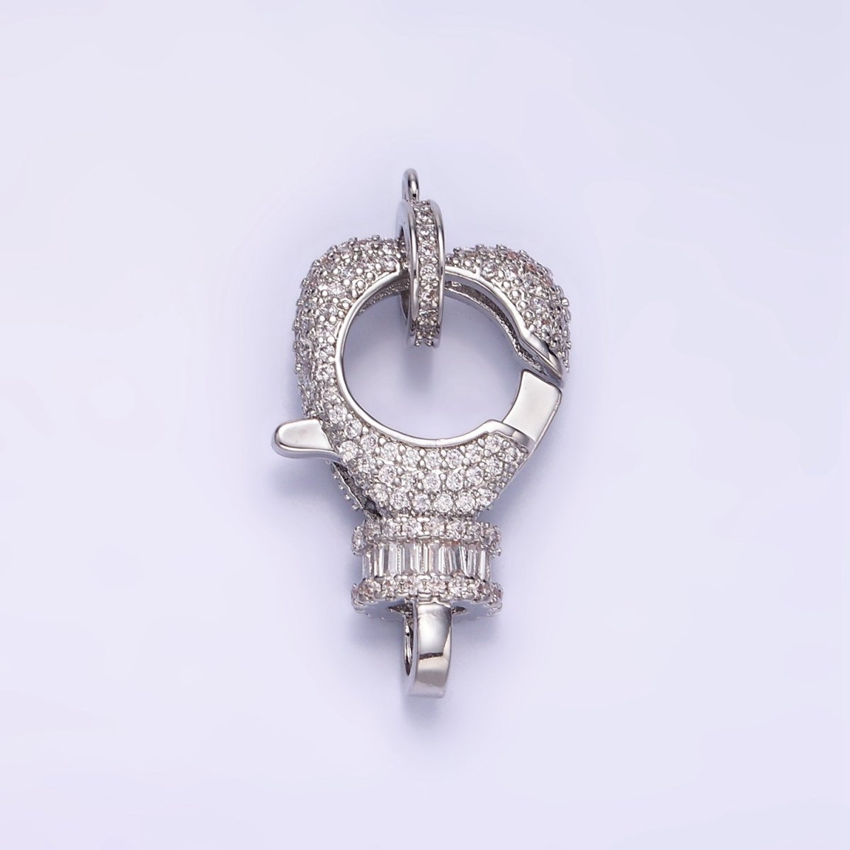 14K Gold Filled Baguette Micro Paved CZ Lobster Clasps Closure Findings Set in Silver & Gold | Z816 Z815