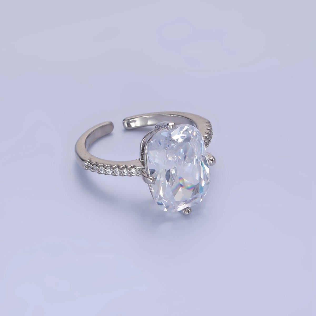 14K Gold Filled Baguette Micro Paved CZ Solitaire Ring in Gold & Silver | O1322 O1323