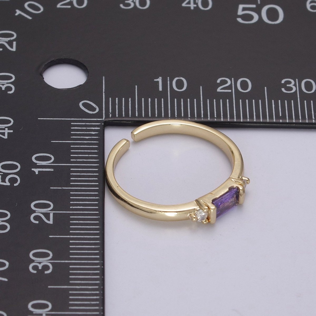14K Gold Filled Baguette Ring / Petite Baguette Engagement Ring / Baguette Solitaire Ring / Dainty Birthstone CZ Ring U-163 ~ U-168