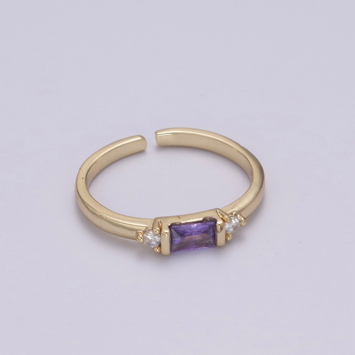 14K Gold Filled Baguette Ring / Petite Baguette Engagement Ring / Baguette Solitaire Ring / Dainty Birthstone CZ Ring U-163 ~ U-168
