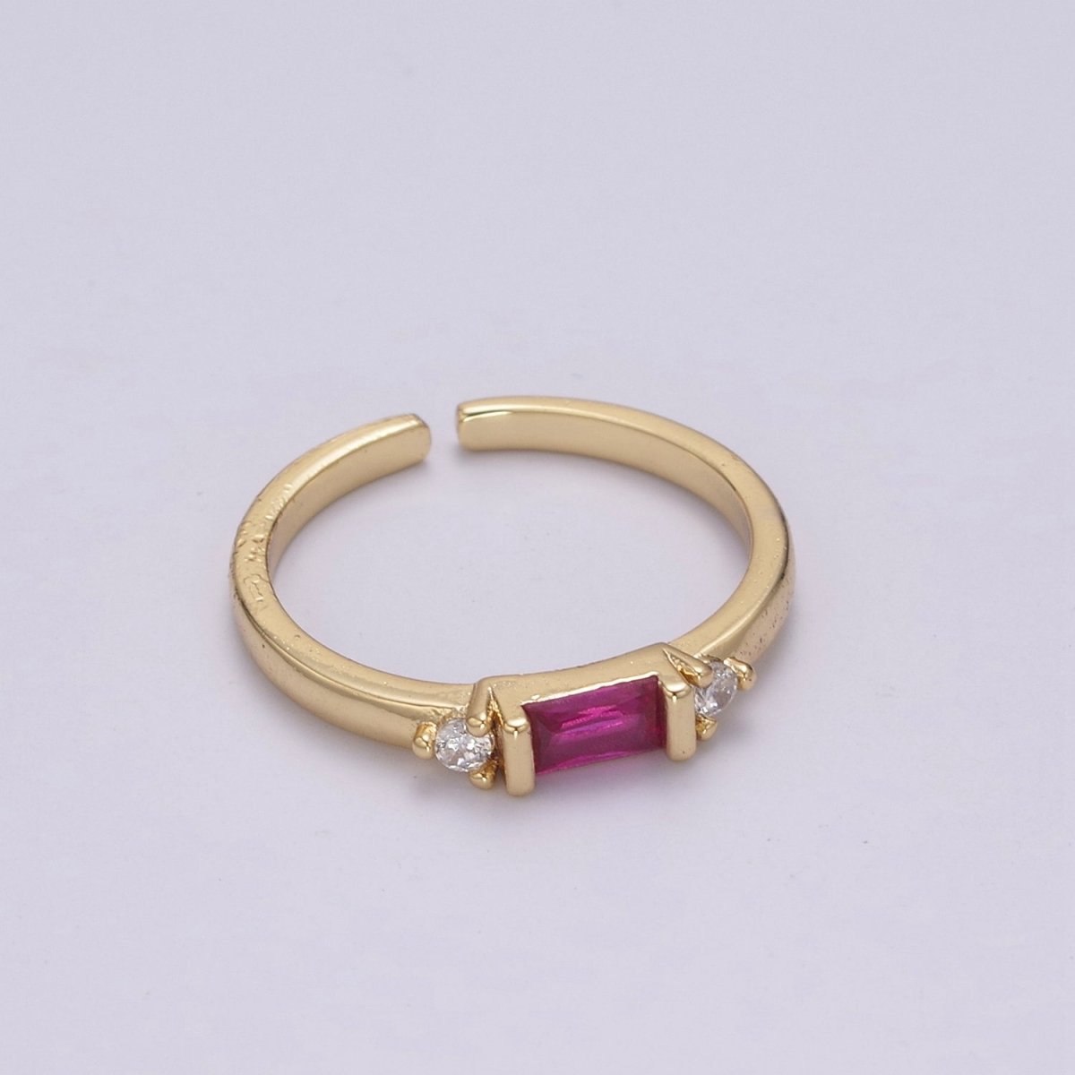 14K Gold Filled Baguette Ring / Petite Baguette Engagement Ring / Baguette Solitaire Ring / Dainty Birthstone CZ Ring U-163 ~ U-168