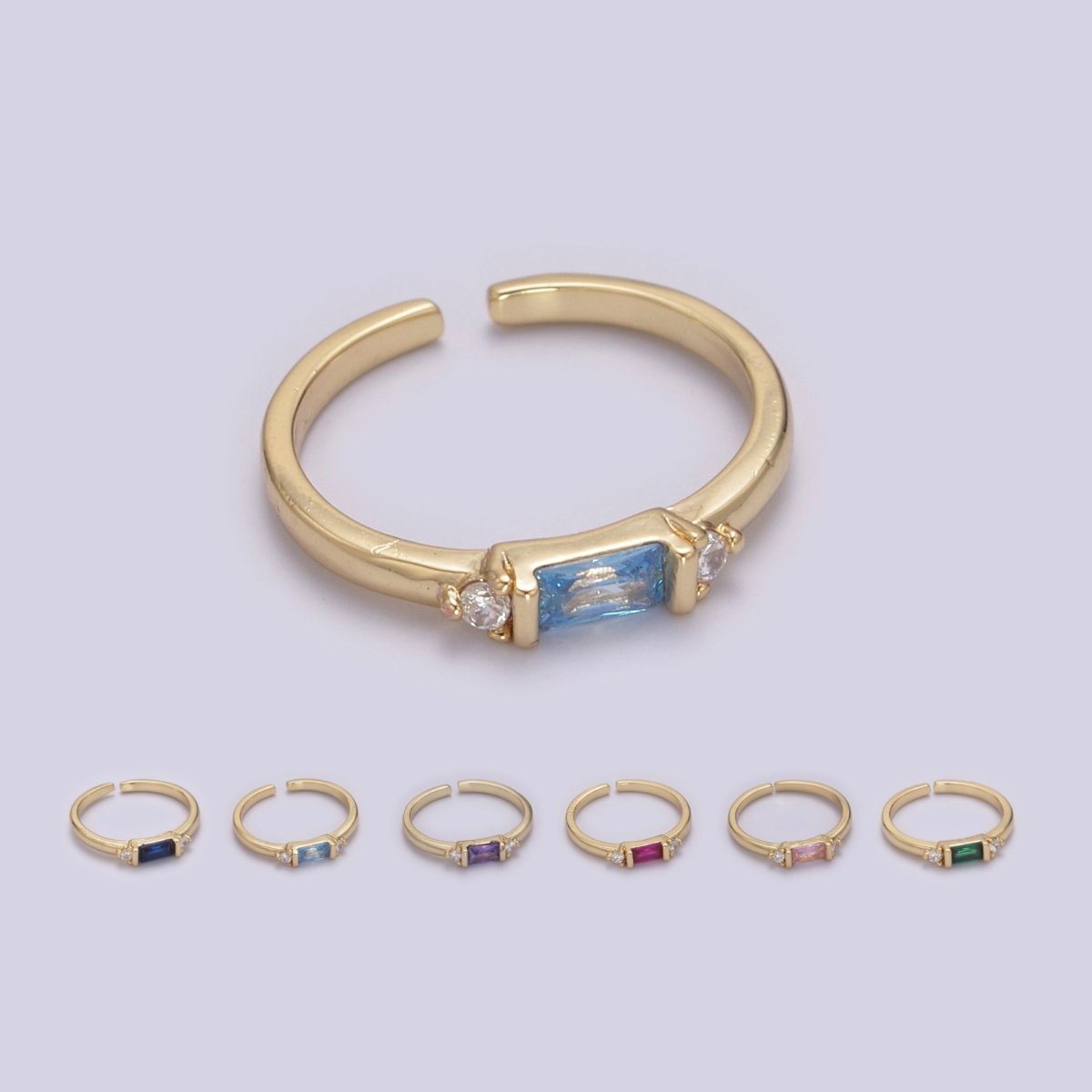 14K Gold Filled Baguette Ring / Petite Baguette Engagement Ring / Baguette Solitaire Ring / Dainty Birthstone CZ Ring U-163 ~ U-168