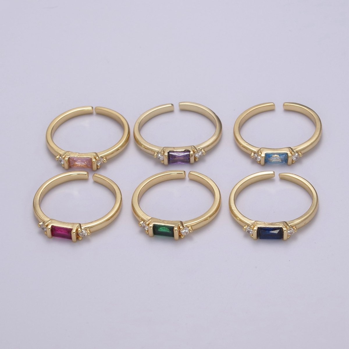 14K Gold Filled Baguette Ring / Petite Baguette Engagement Ring / Baguette Solitaire Ring / Dainty Birthstone CZ Ring U-163 ~ U-168