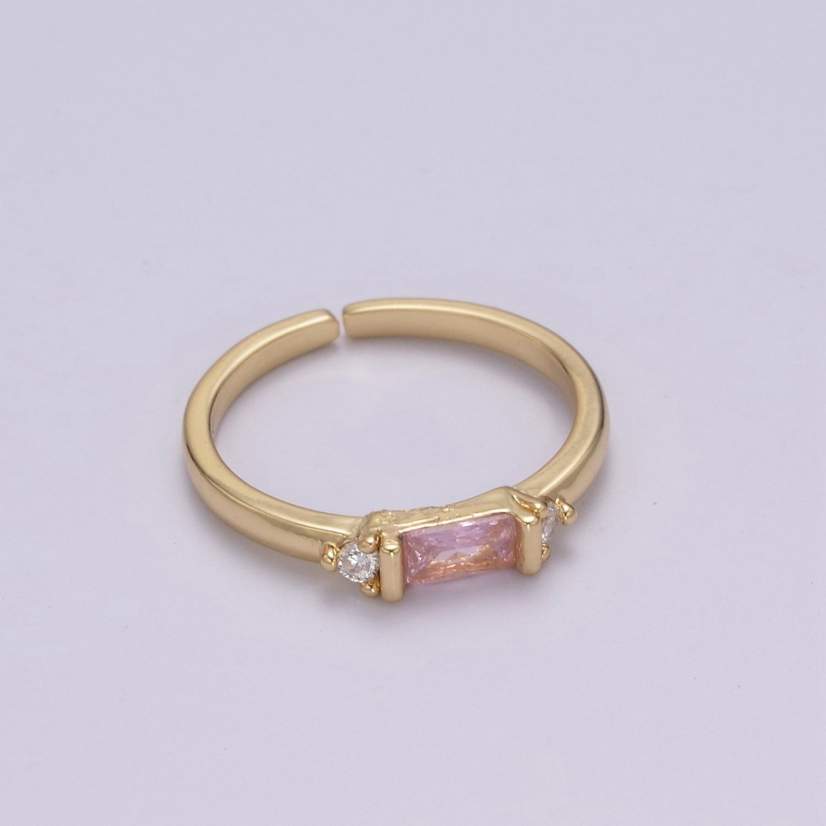 14K Gold Filled Baguette Ring / Petite Baguette Engagement Ring / Baguette Solitaire Ring / Dainty Birthstone CZ Ring U-163 ~ U-168