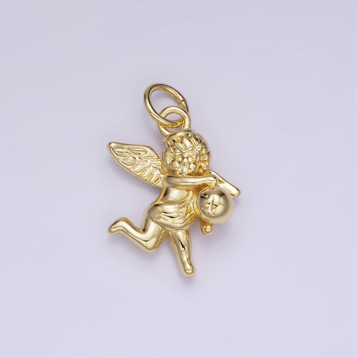 14K Gold Filled Ball Running Cherub Baby Angel Charm in Gold & Silver | W495