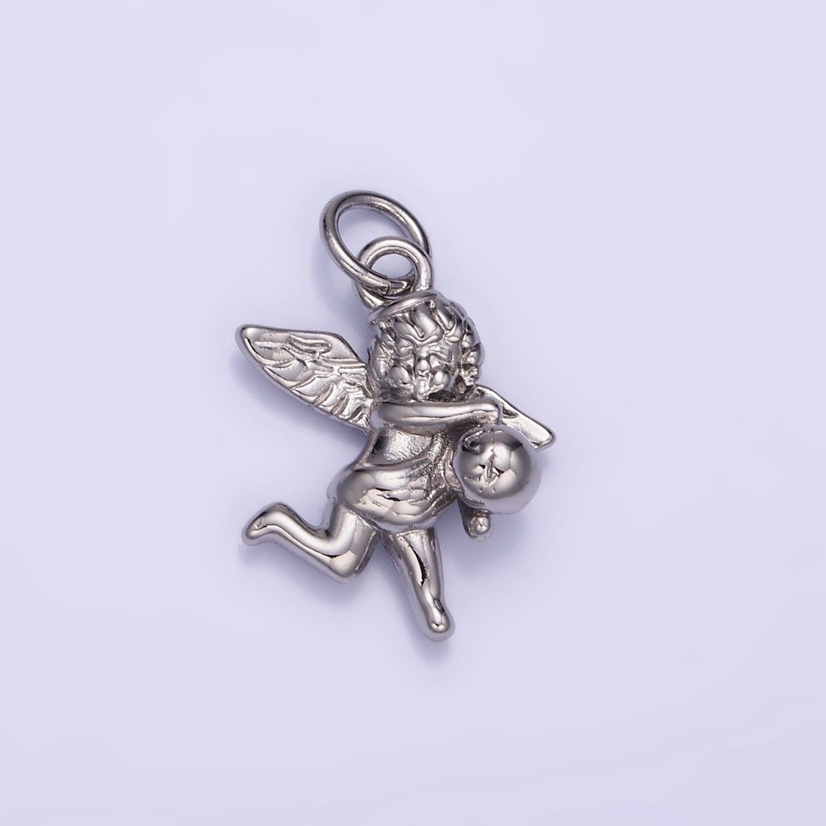 14K Gold Filled Ball Running Cherub Baby Angel Charm in Gold & Silver | W495