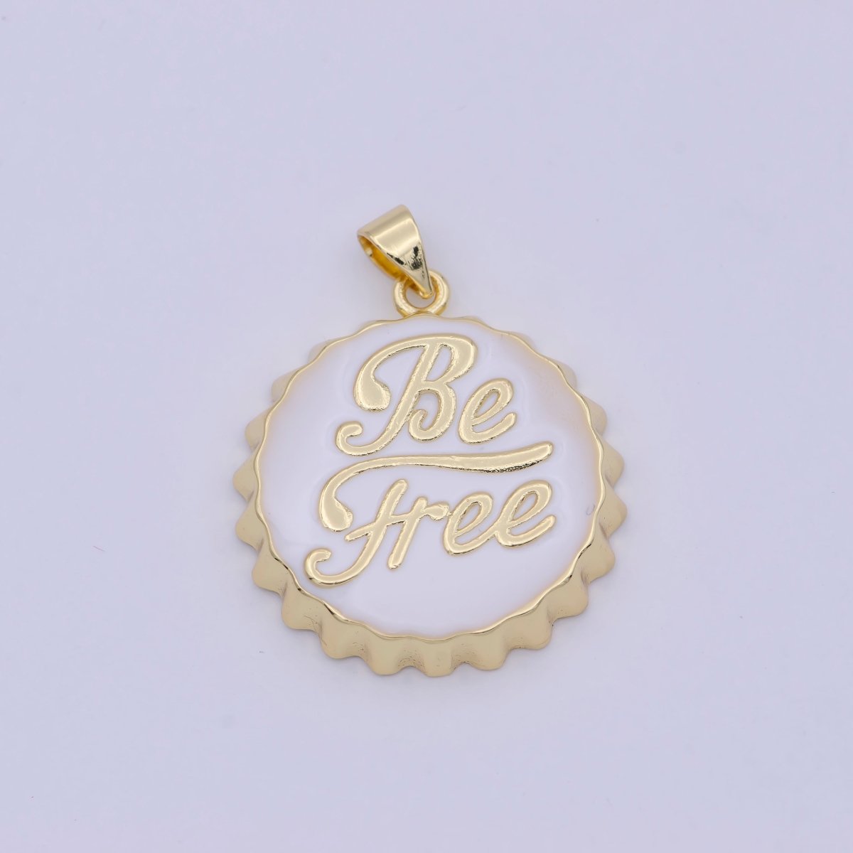 OS 14K Gold Filled Be Free Charm, Enamel Soda cap Pendant Disc Charm DIY Jewelry Making Accessories I-323 I-344