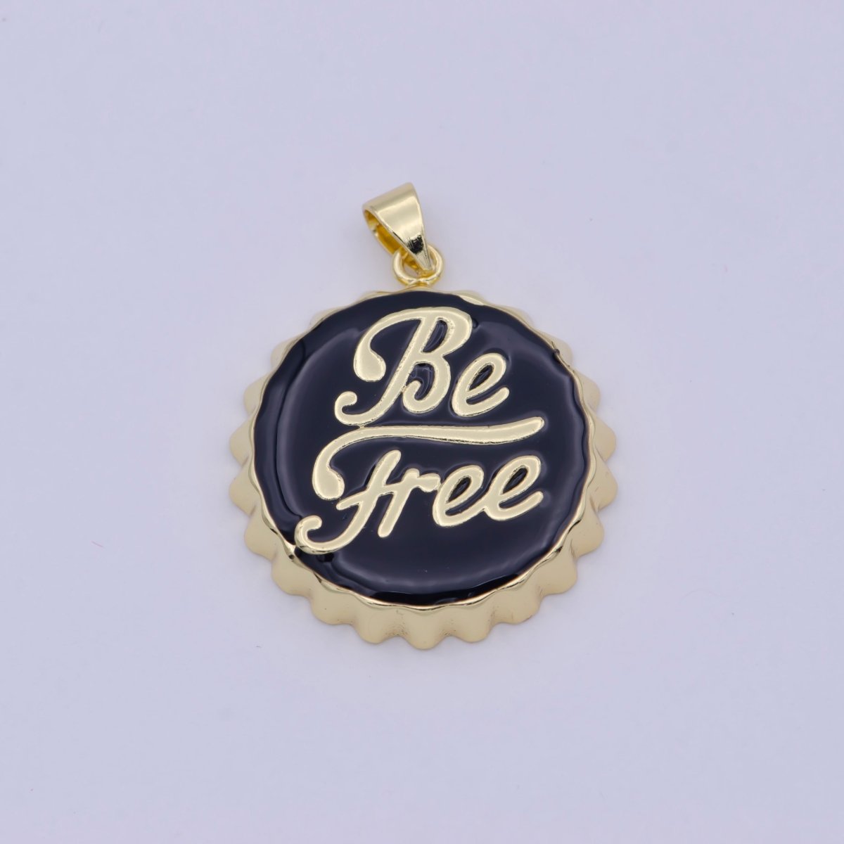 OS 14K Gold Filled Be Free Charm, Enamel Soda cap Pendant Disc Charm DIY Jewelry Making Accessories I-323 I-344