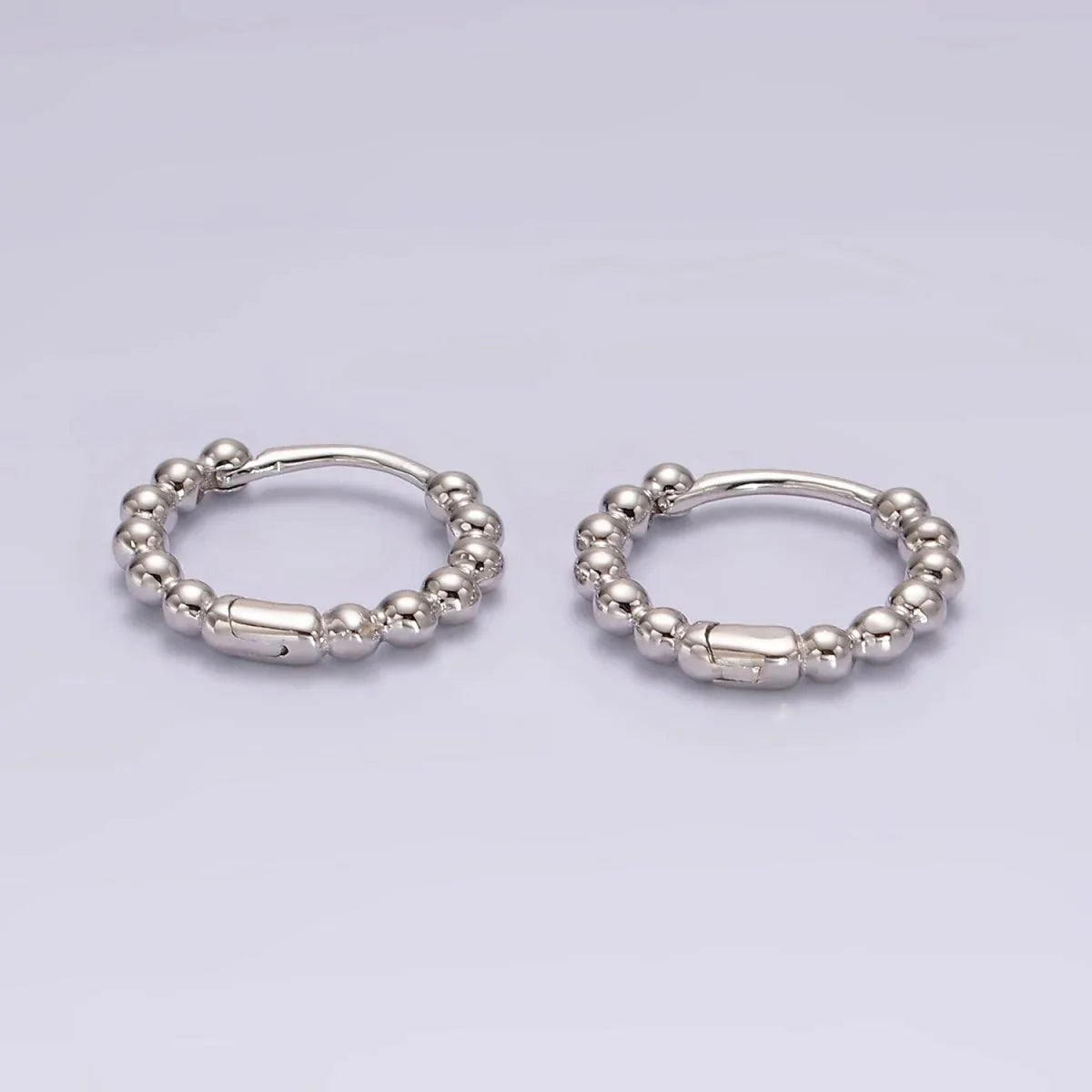 14K Gold Filled Beaded Ball Round Bubble Huggie Hoop Earring | P373