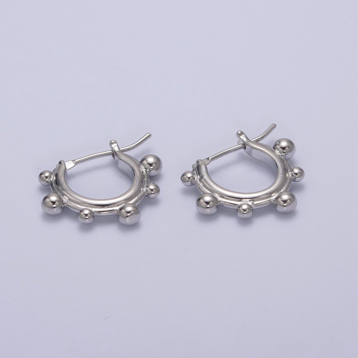 14K Gold Filled Beaded Bubble Outline Latch Hoop Earrings in Gold & Silver | T-276 T-277