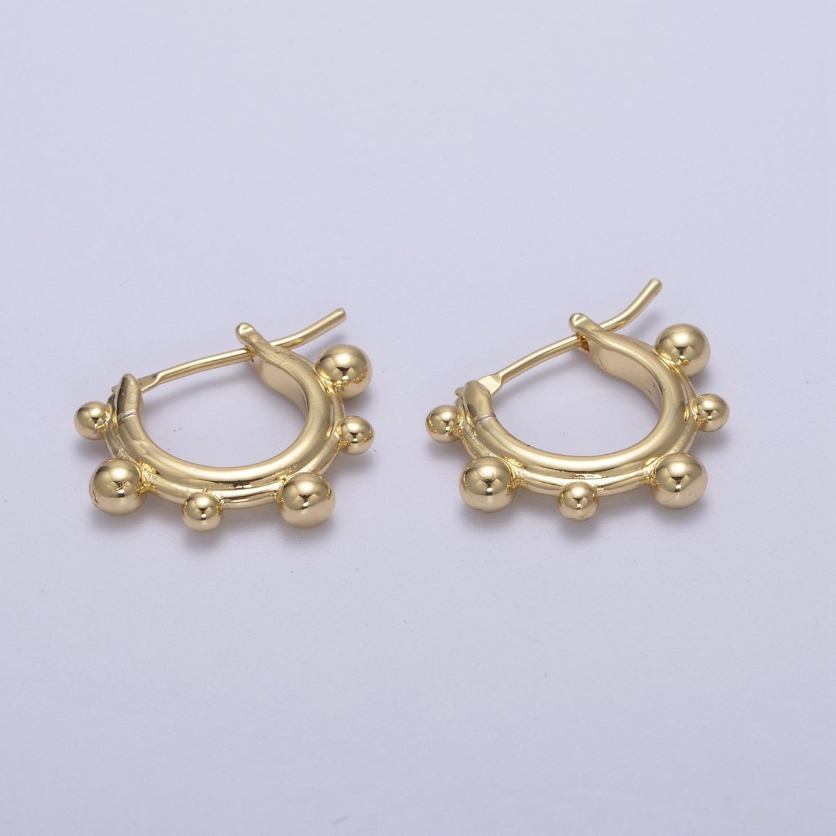 14K Gold Filled Beaded Bubble Outline Latch Hoop Earrings in Gold & Silver | T-276 T-277