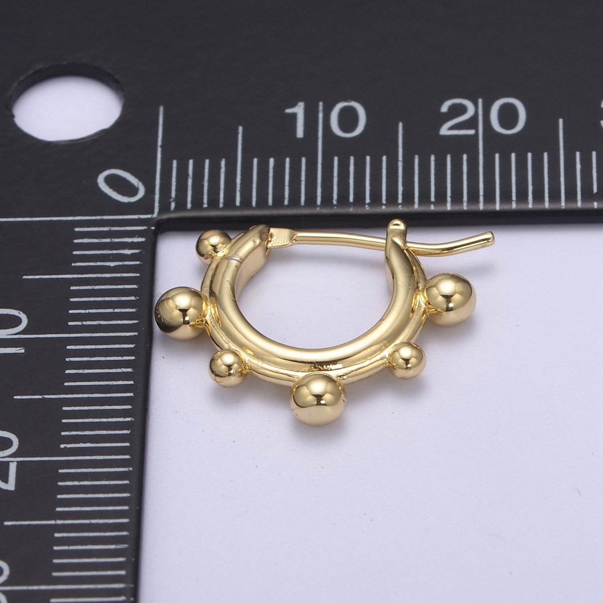 14K Gold Filled Beaded Bubble Outline Latch Hoop Earrings in Gold & Silver | T-276 T-277