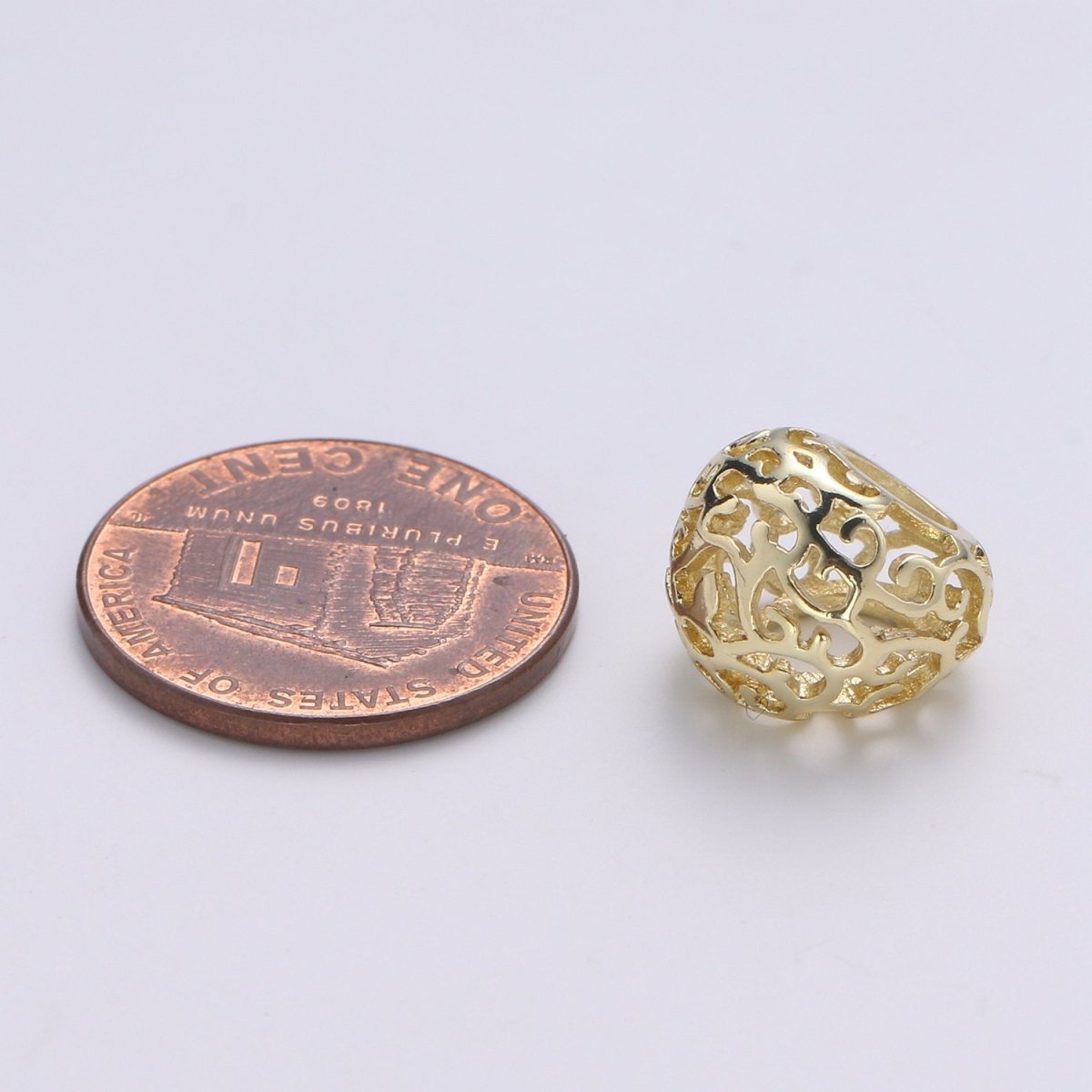 14k Gold Filled Beads Gold Filigree Spacer Charm Beads for Bracelet Necklace Jewelry Making Supply, B-378 - DLUXCA