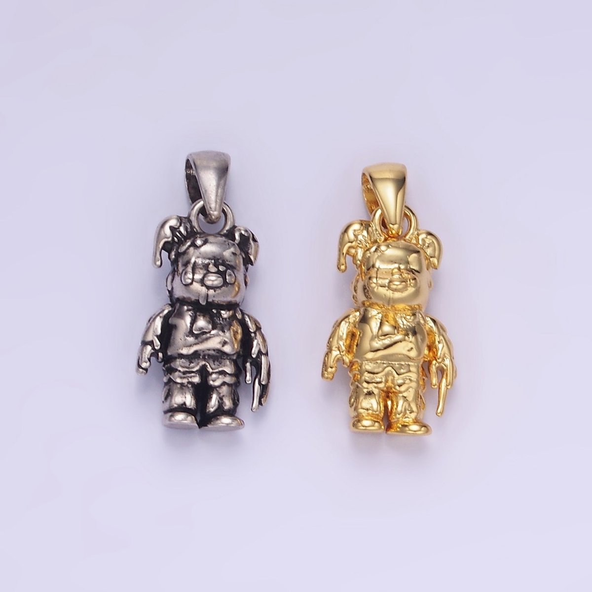 14K Gold Filled Bear Molten Drip Pendant in Gold & Silver | AA1246