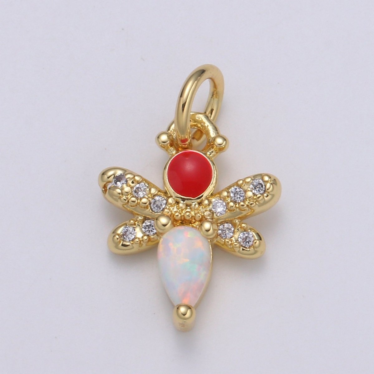 14K gold Filled bee Charm Tiny Opal bee Charm Micro Pave bee pendant for Necklace Bracelet Earring Supply E-088 - E-090