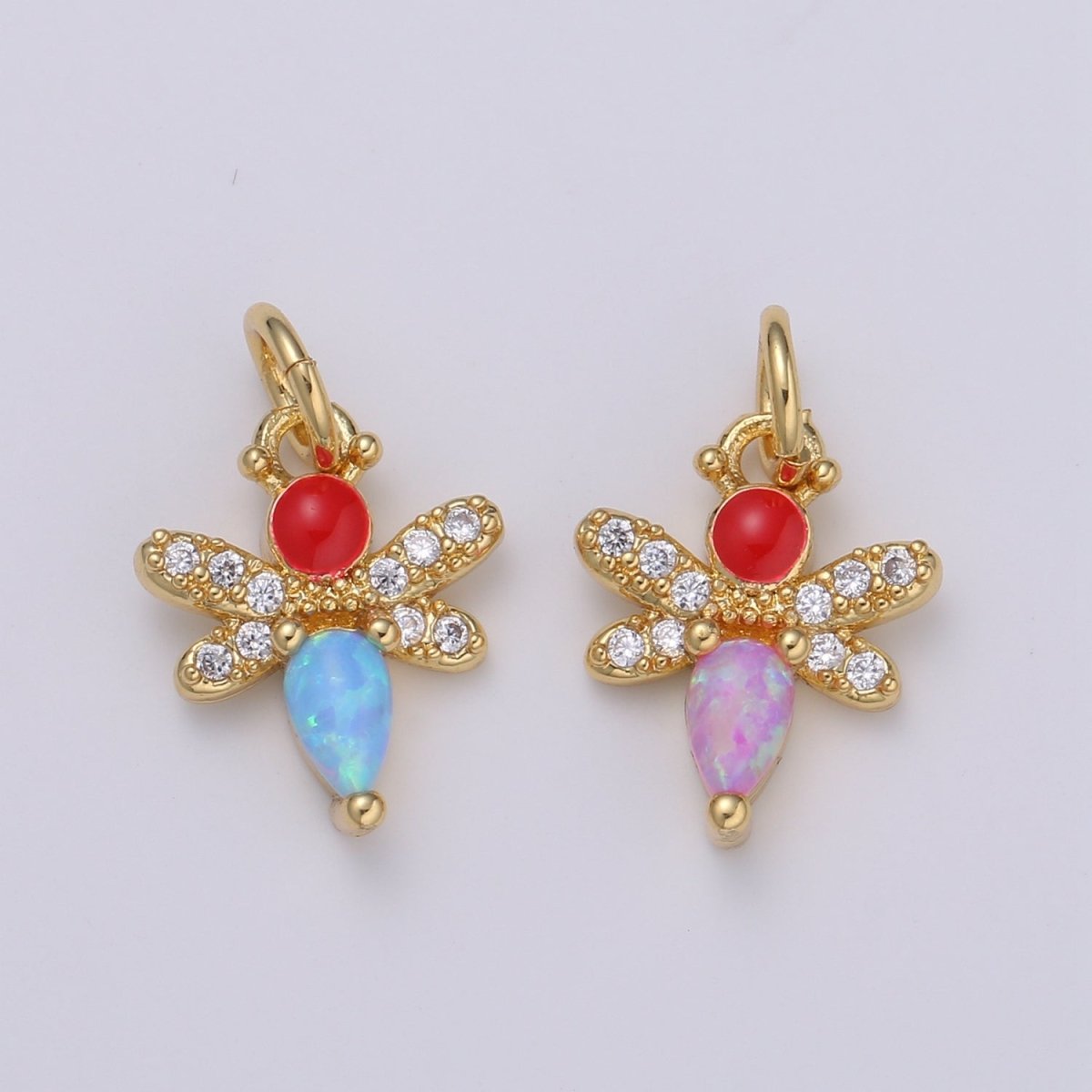 14K gold Filled bee Charm Tiny Opal bee Charm Micro Pave bee pendant for Necklace Bracelet Earring Supply E-088 - E-090
