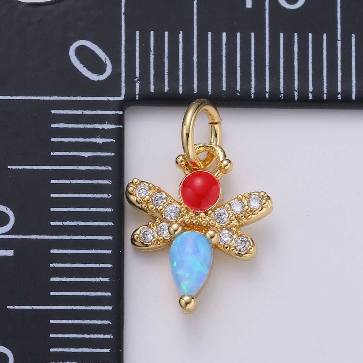 14K gold Filled bee Charm Tiny Opal bee Charm Micro Pave bee pendant for Necklace Bracelet Earring Supply E-088 - E-090