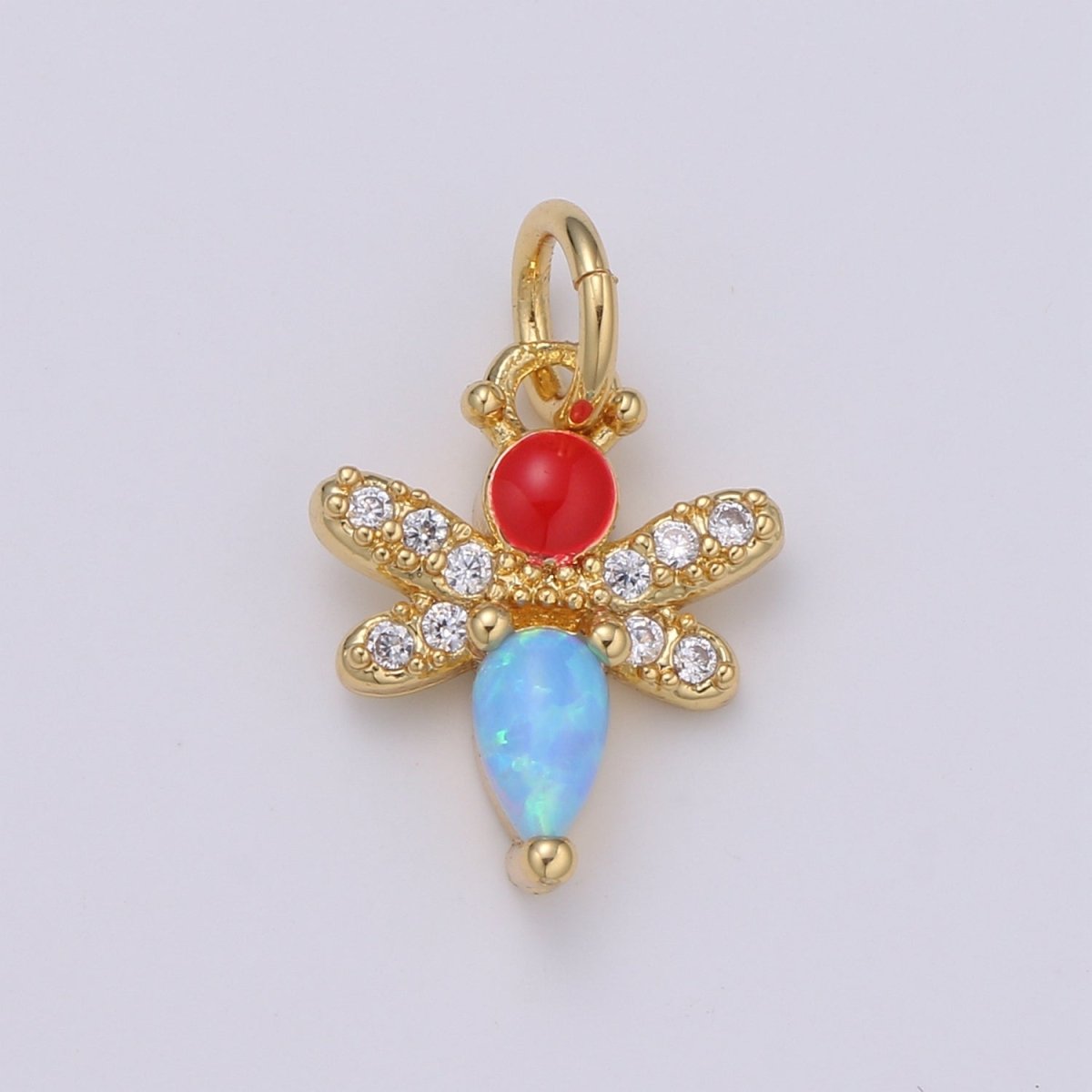 14K gold Filled bee Charm Tiny Opal bee Charm Micro Pave bee pendant for Necklace Bracelet Earring Supply E-088 - E-090