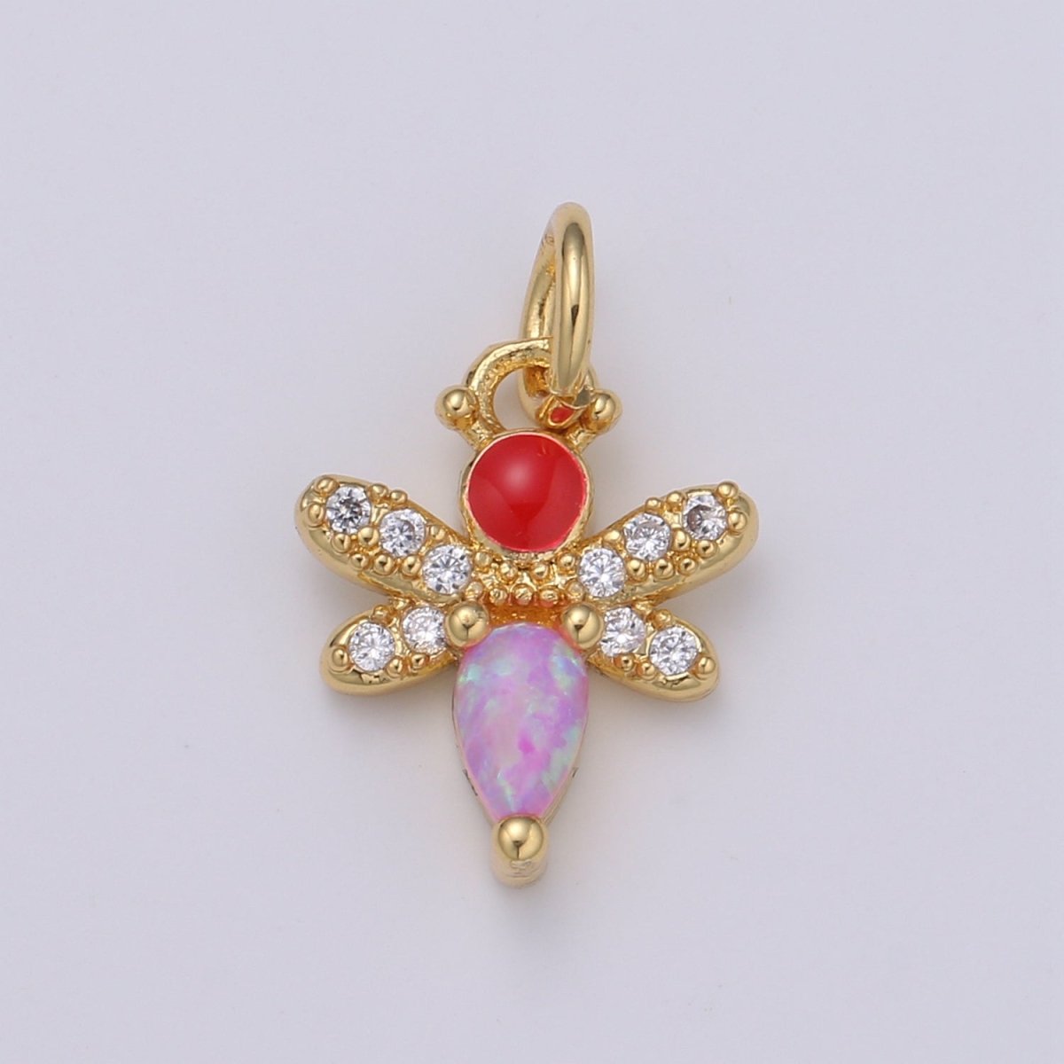14K gold Filled bee Charm Tiny Opal bee Charm Micro Pave bee pendant for Necklace Bracelet Earring Supply E-088 - E-090