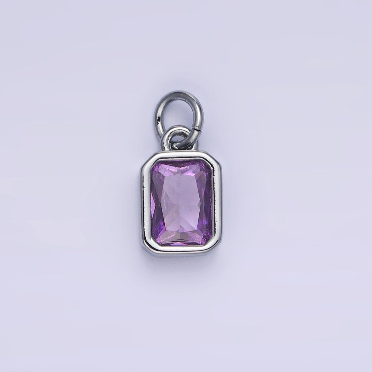 14K Gold Filled Birthstone CZ Baguette Bezel Charm in Gold & Silver | W721 - W728