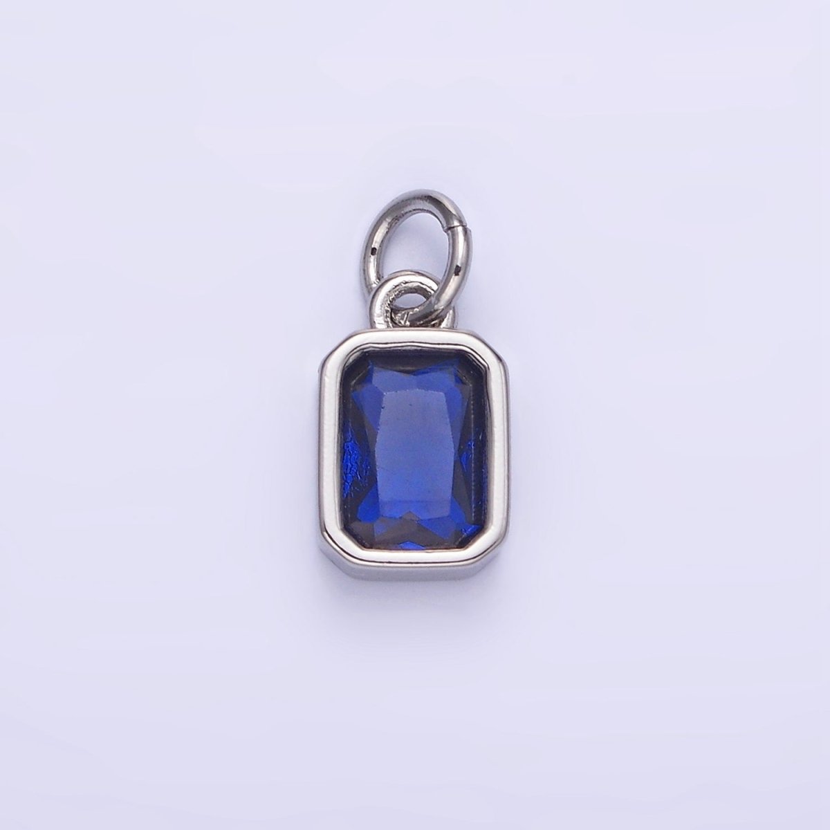 14K Gold Filled Birthstone CZ Baguette Bezel Charm in Gold & Silver | W721 - W728