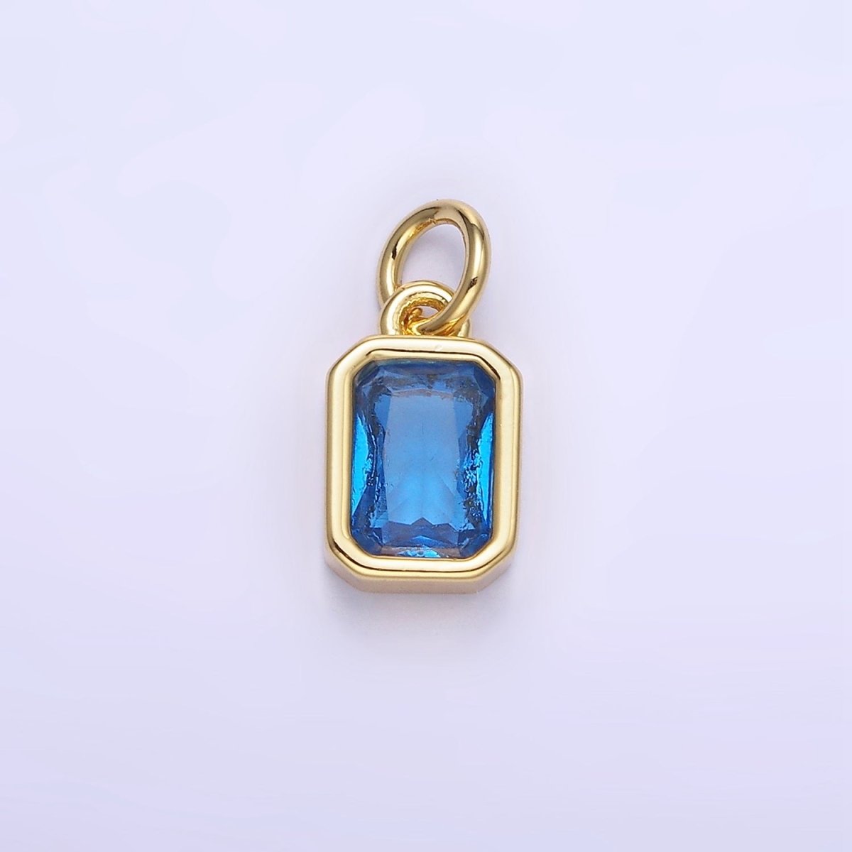 14K Gold Filled Birthstone CZ Baguette Bezel Charm in Gold & Silver | W721 - W728