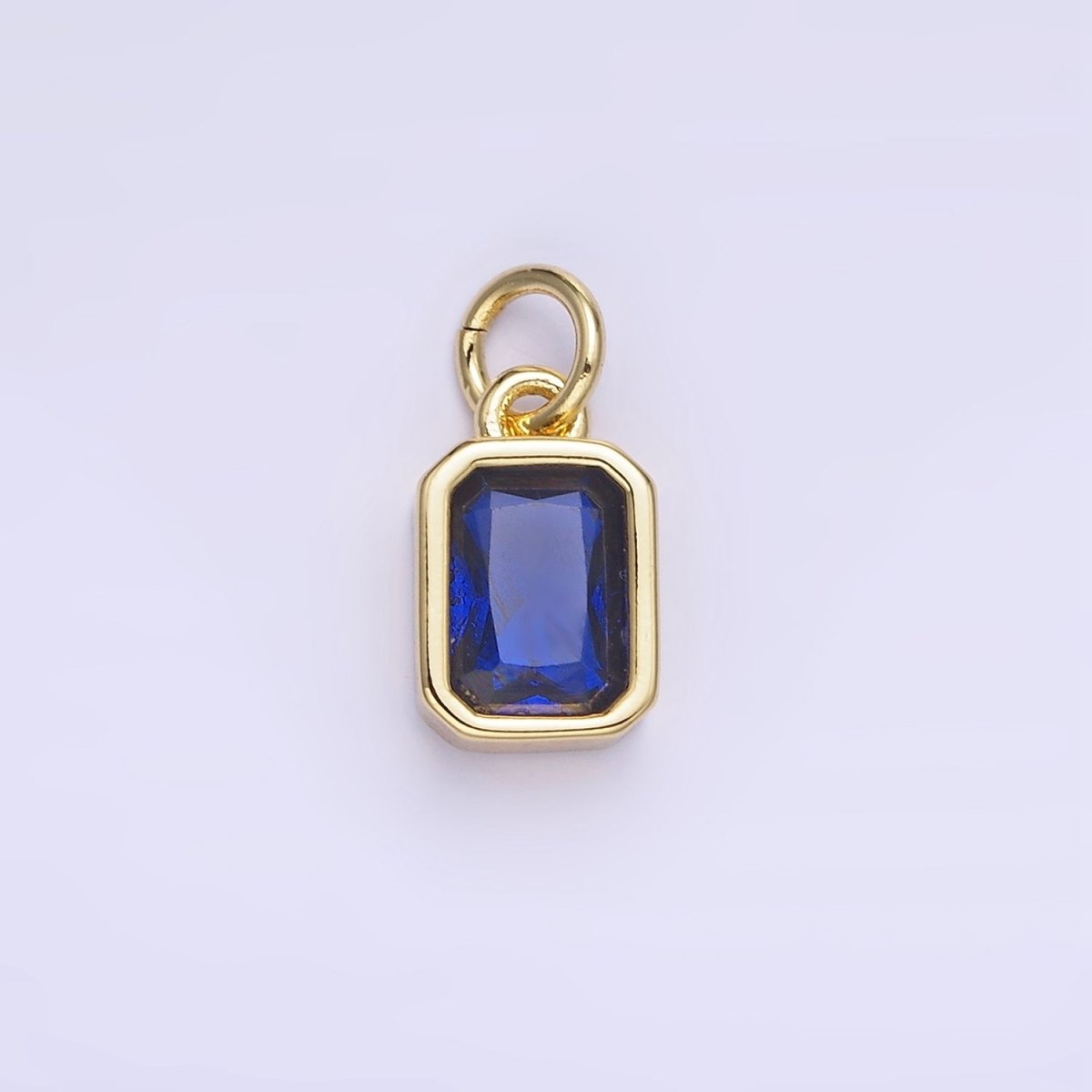14K Gold Filled Birthstone CZ Baguette Bezel Charm in Gold & Silver | W721 - W728