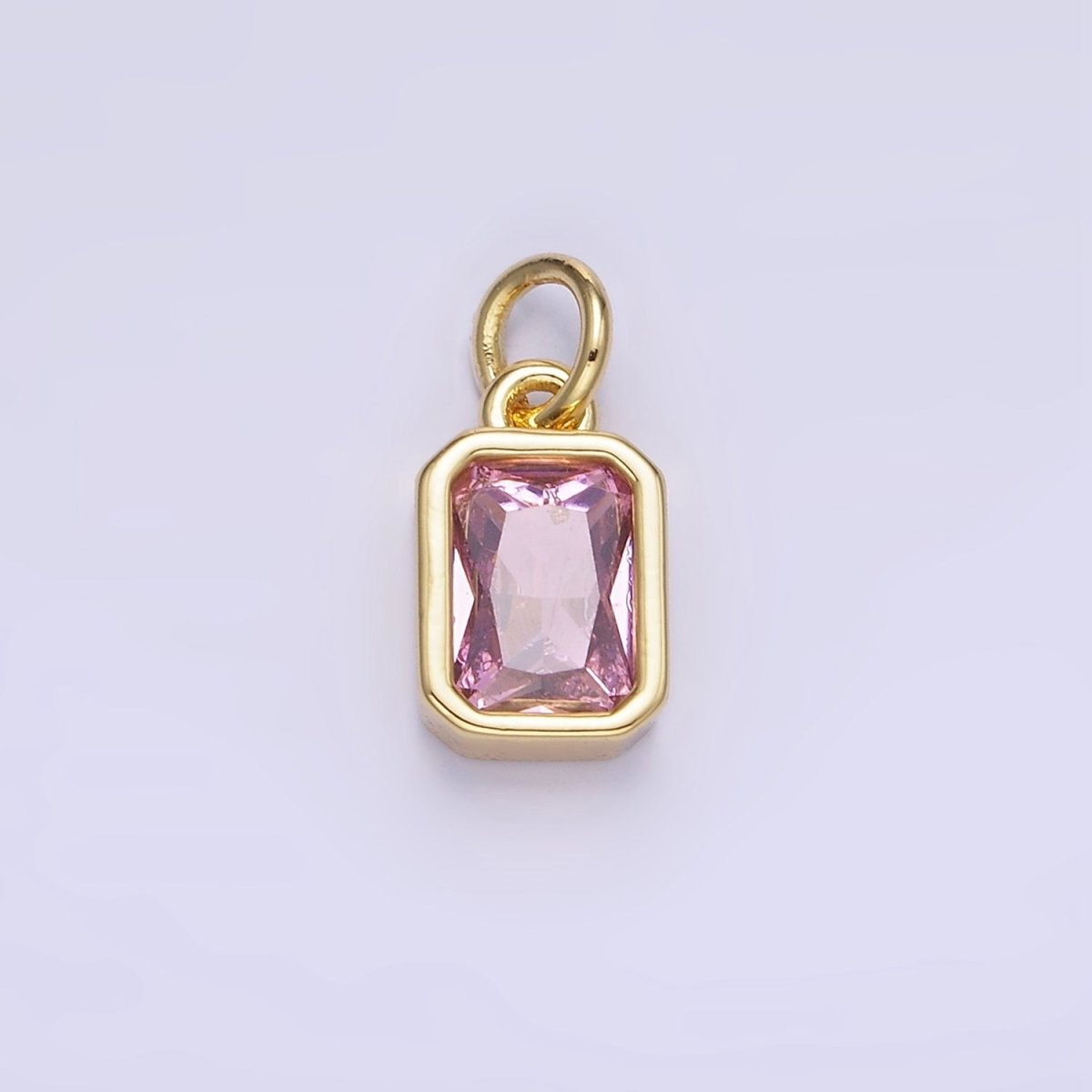 14K Gold Filled Birthstone CZ Baguette Bezel Charm in Gold & Silver | W721 - W728